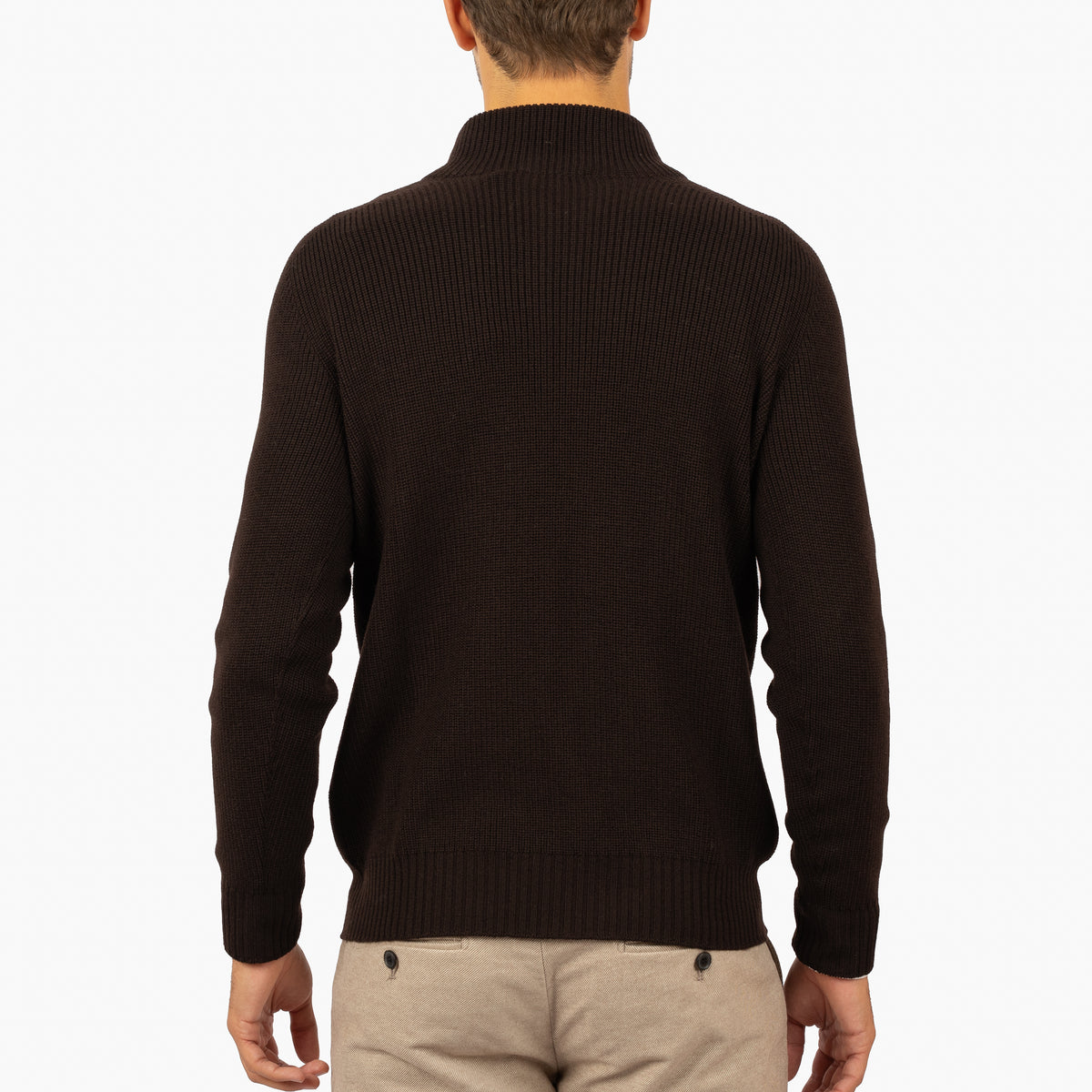 Gran Sasso Gebreide Trui met Rits Bruin | Rain Wool
