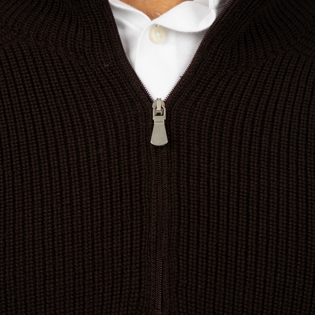 Gran Sasso Gebreide Trui met Rits Bruin | Rain Wool