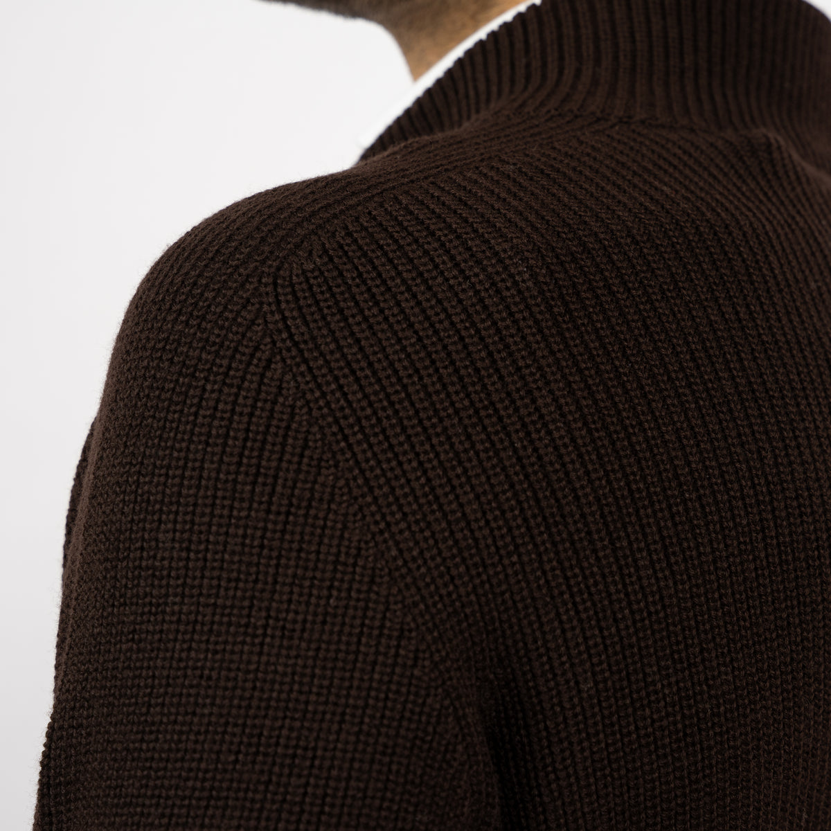 Gran Sasso Gebreide Trui met Rits Bruin | Rain Wool