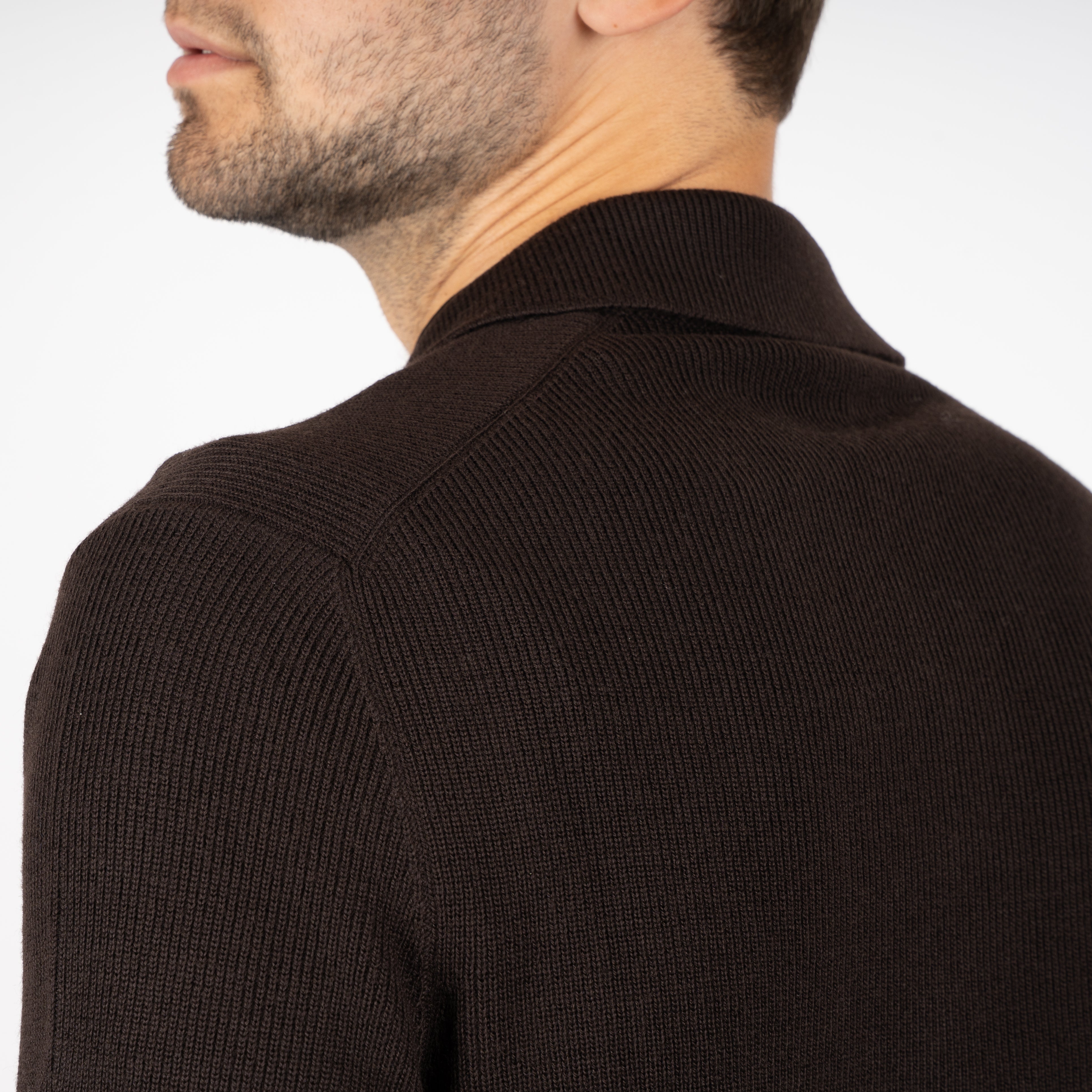 Gran Sasso Gebreide Buttonless Polotrui Bruin | Extrafine Merino