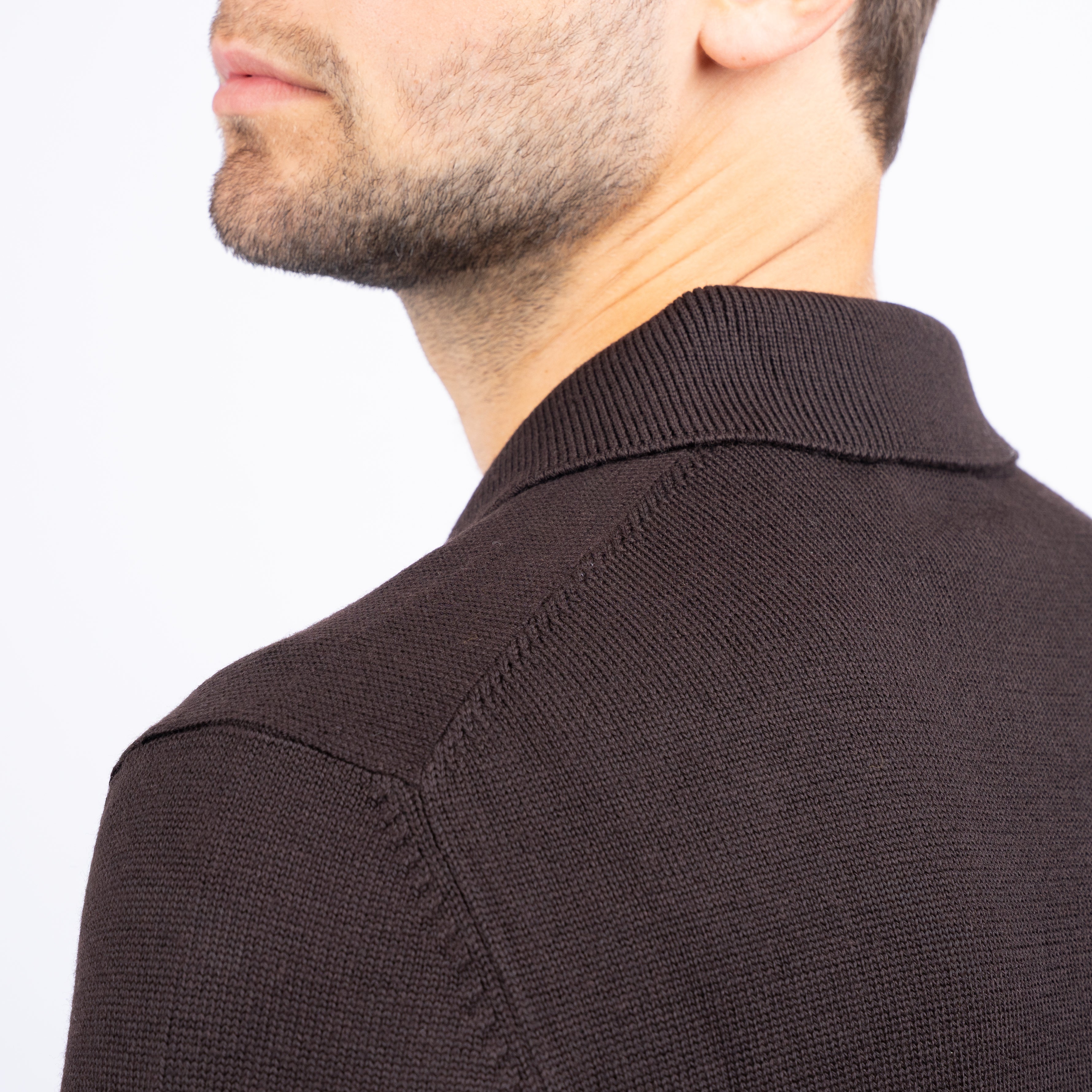 Gran Sasso Gebreide Trui met Rits Bruin | Extrafine Merino