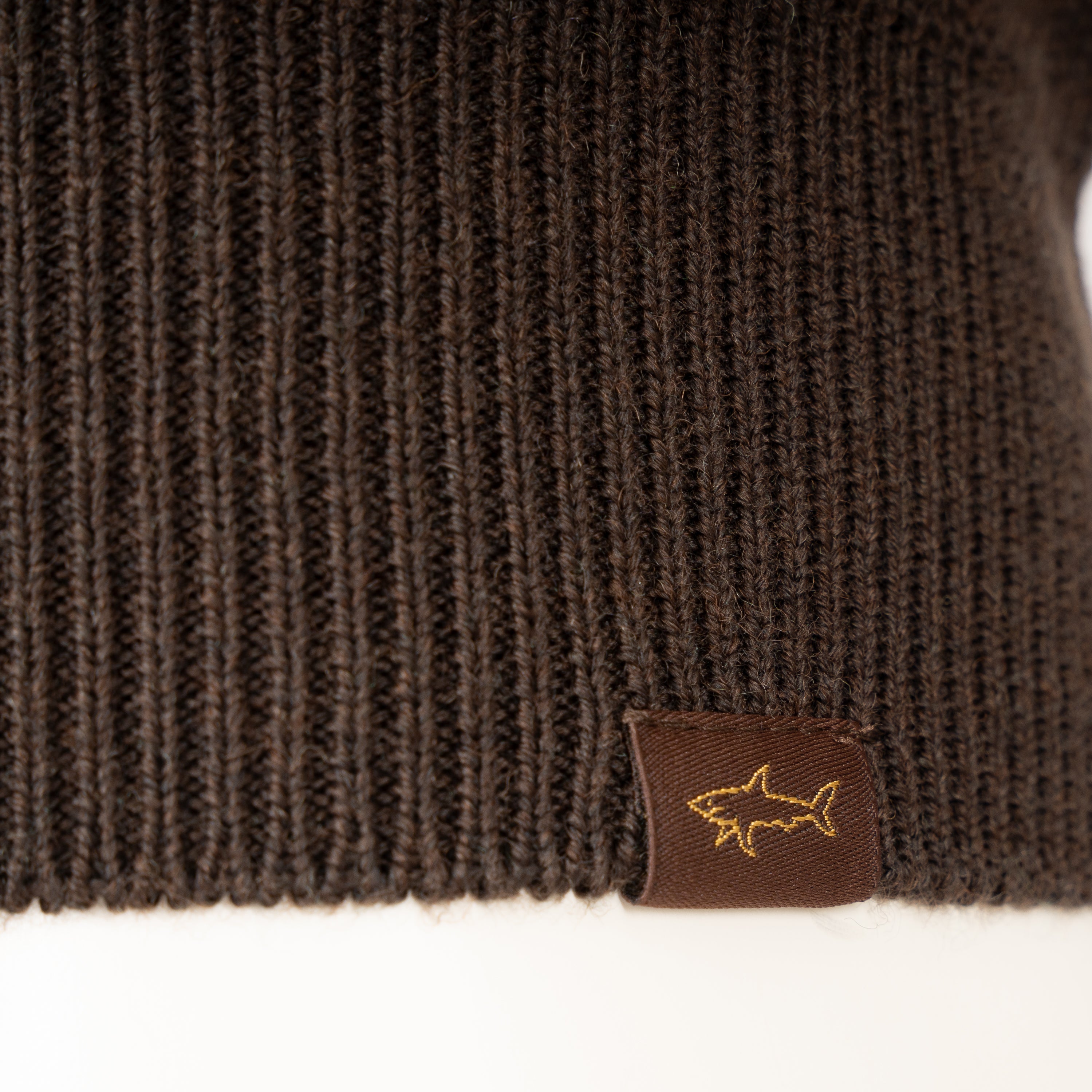 Paul & Shark Gebreide Trui met Rits Bruin | Shark Tag Tech Wool