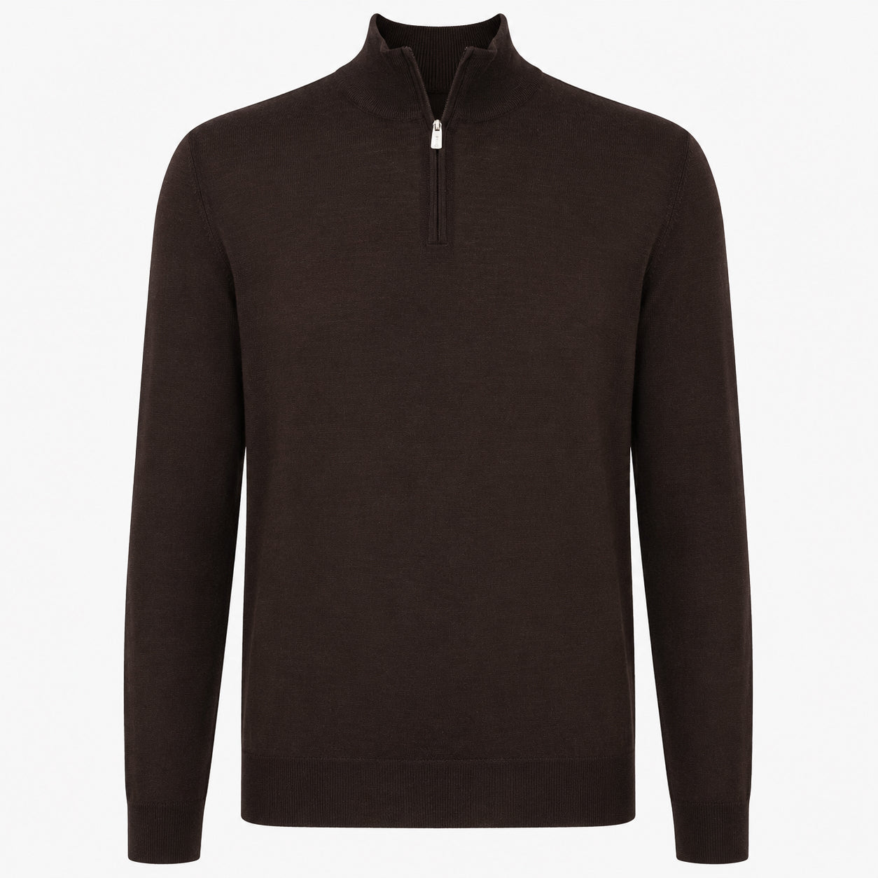 Fedeli Gebreide Trui met Rits Bruin | Favonio Superfine Wool 140