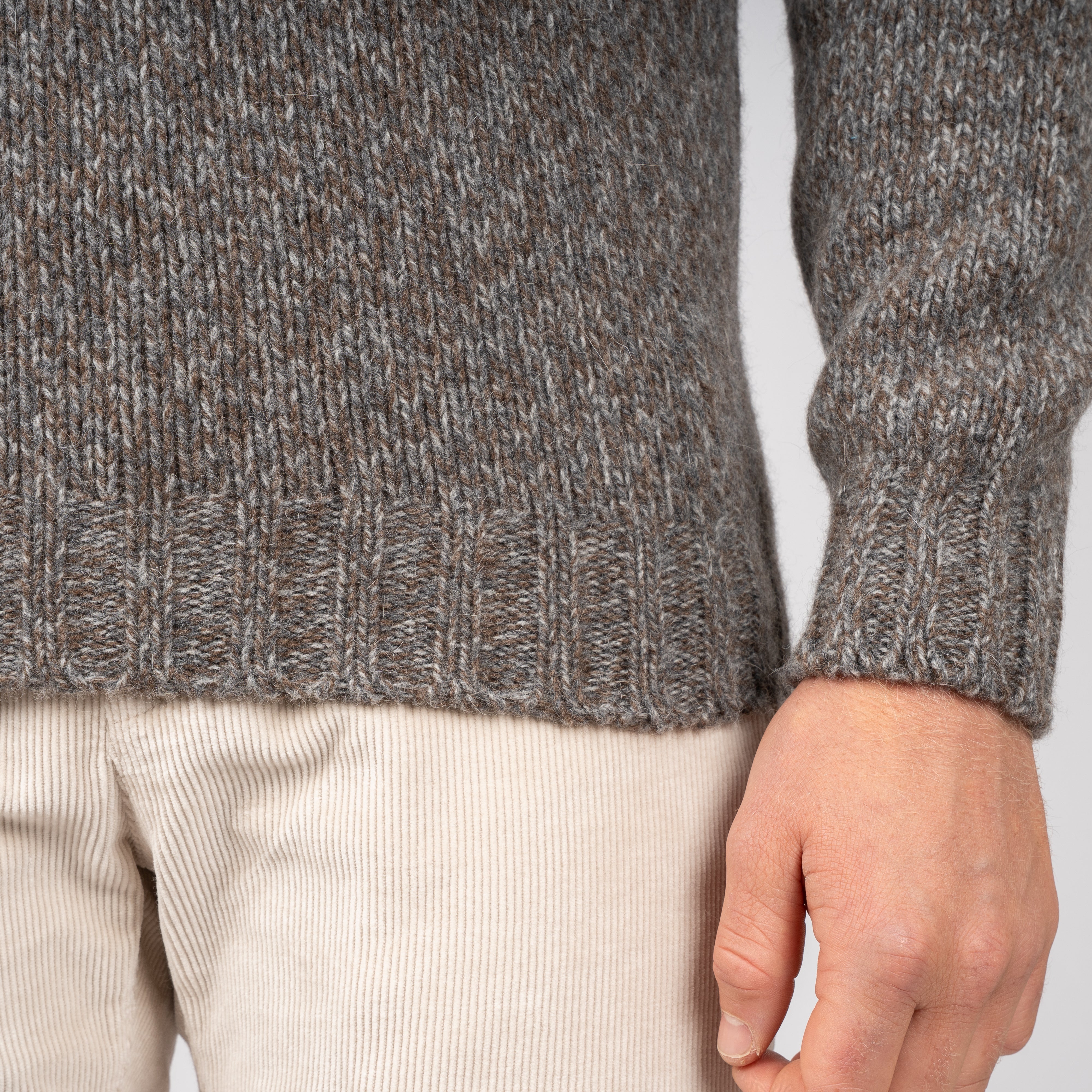 Fedeli Gebreide Turtleneck Trui Bruin & Grijs | Onda Baby Alpaca