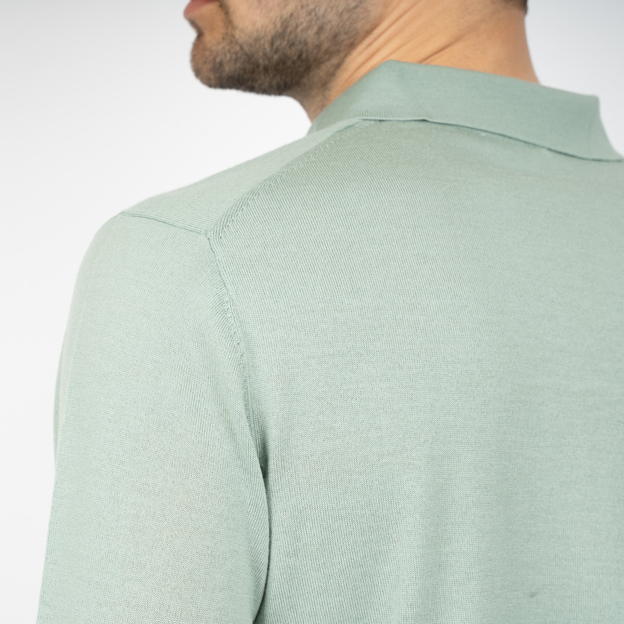 SEVEN DIALS Gebreide Buttonless Polotrui Lichtgroen | Blake