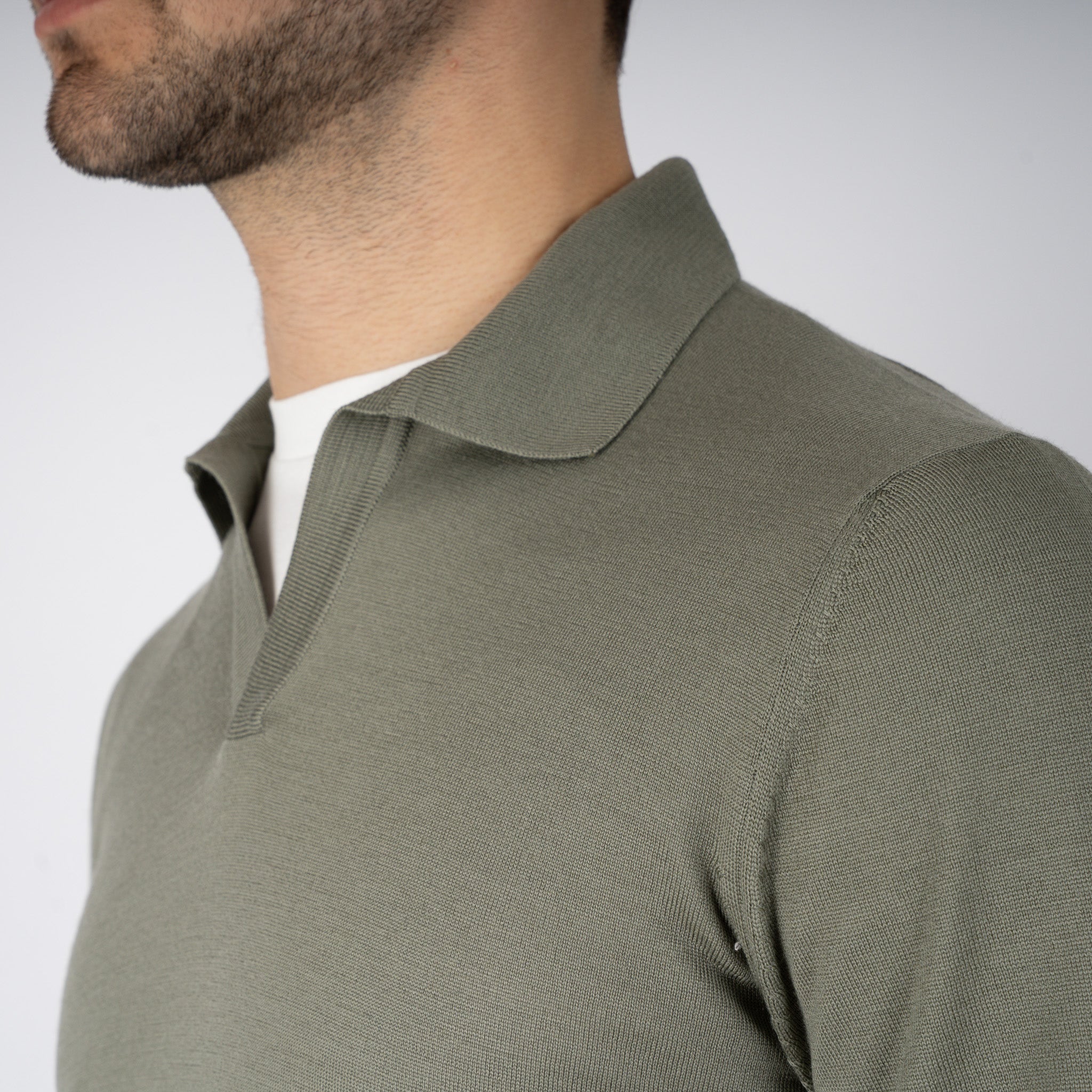 Gran Sasso Gebreide Trui Buttonless Polokraag Groen | Athleisure