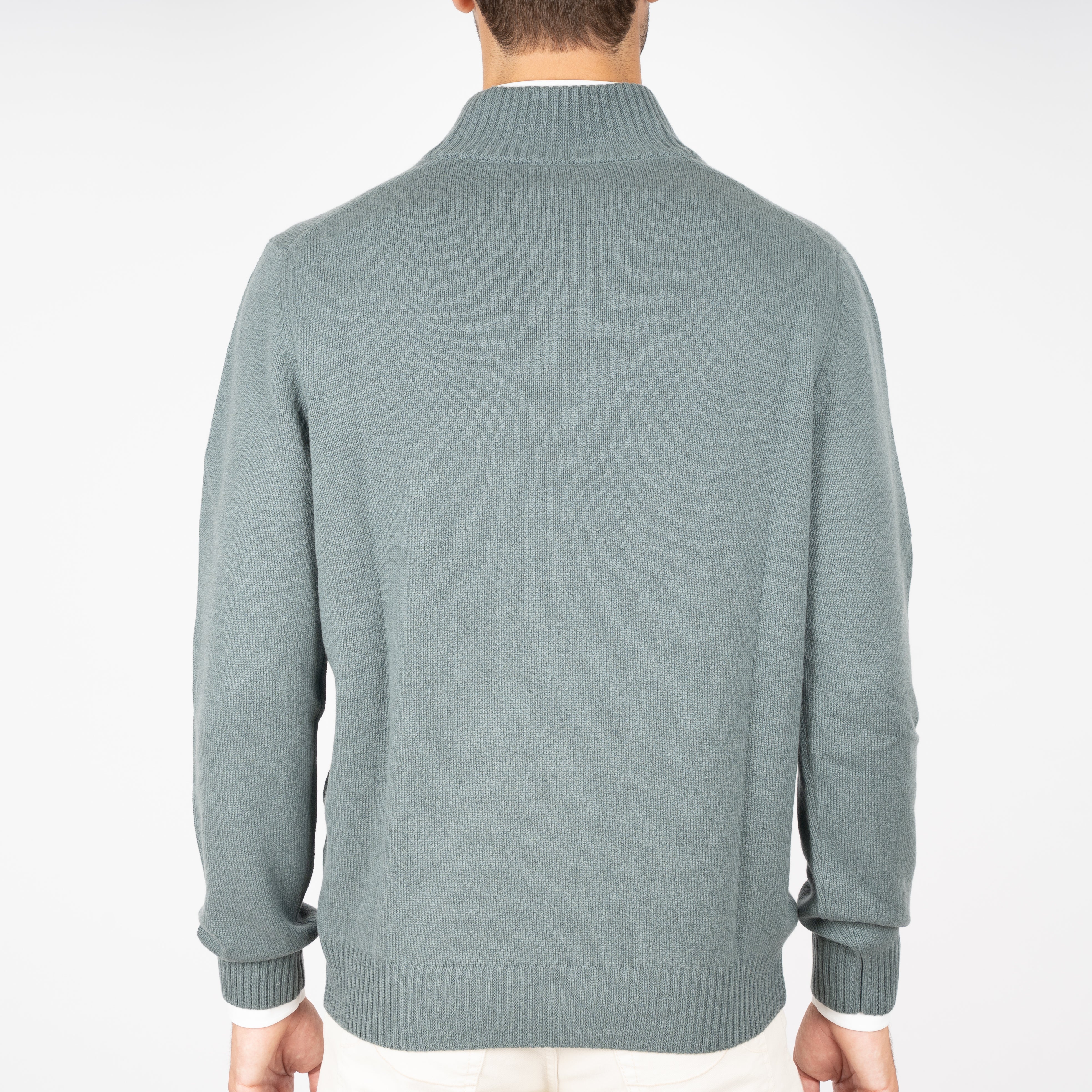 Gran Sasso Gebreide Trui met Rits Groen | Cashmere Lana