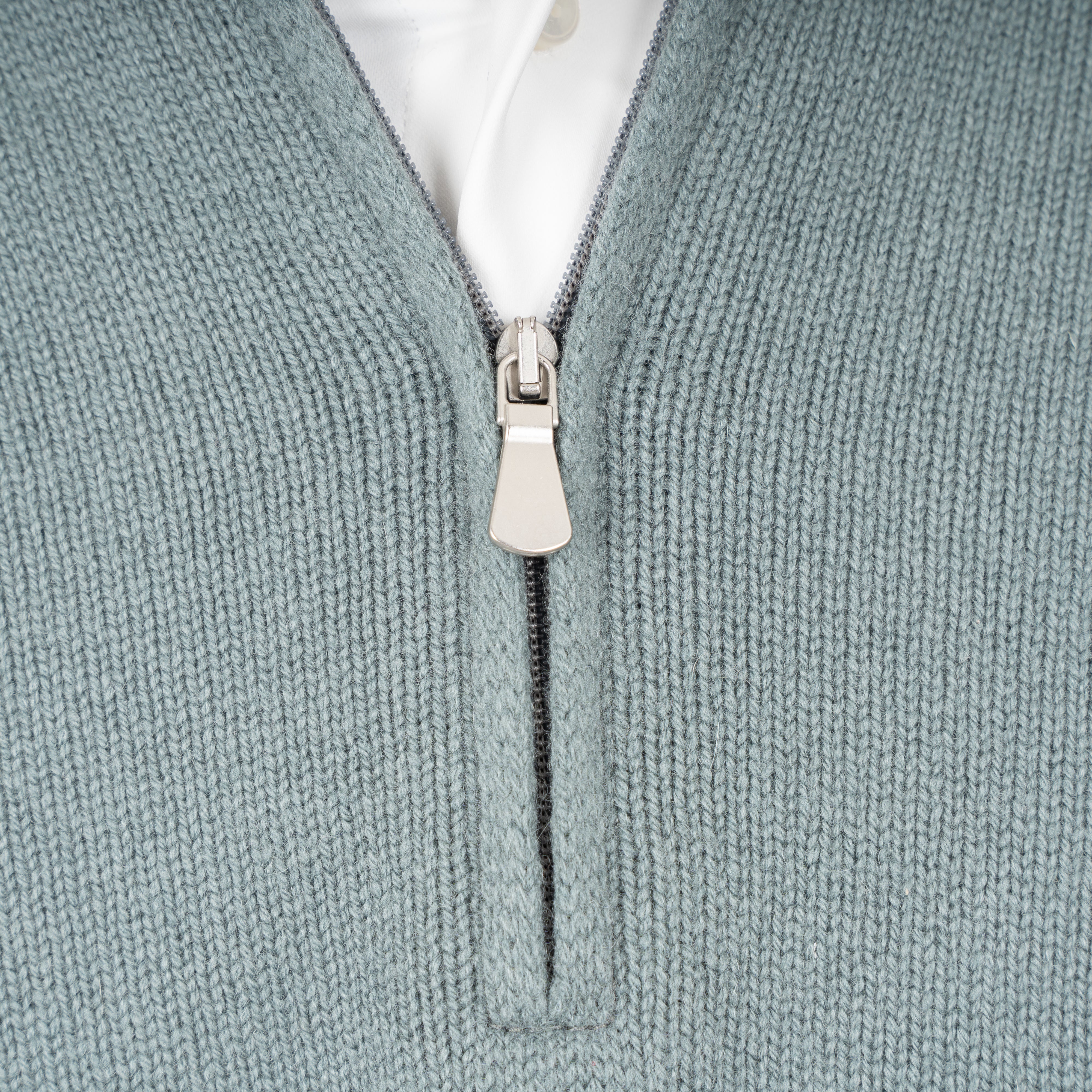 Gran Sasso Gebreide Trui met Rits Groen | Cashmere Lana