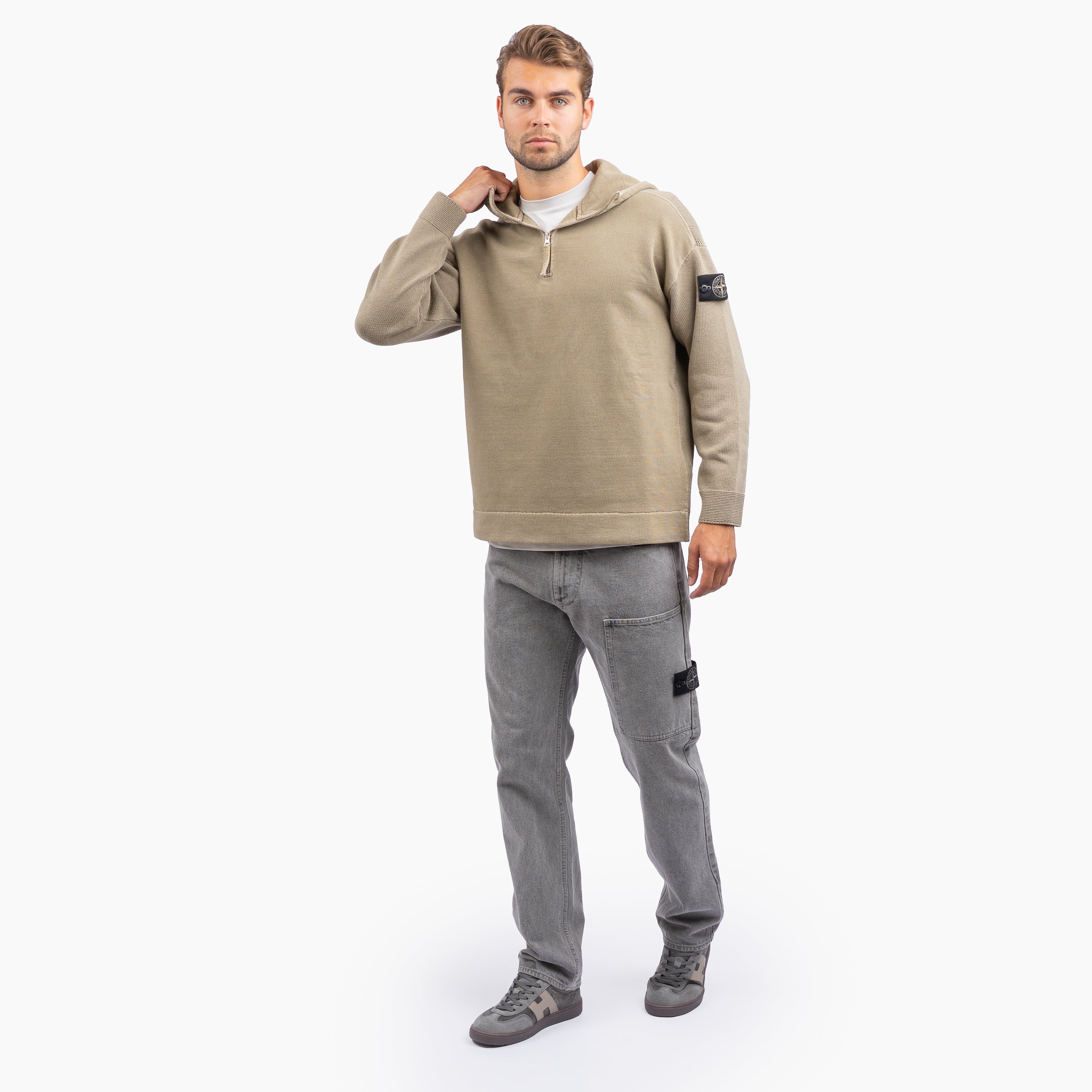 Stone Island Hoodie met Rits Groen | Loose Fit