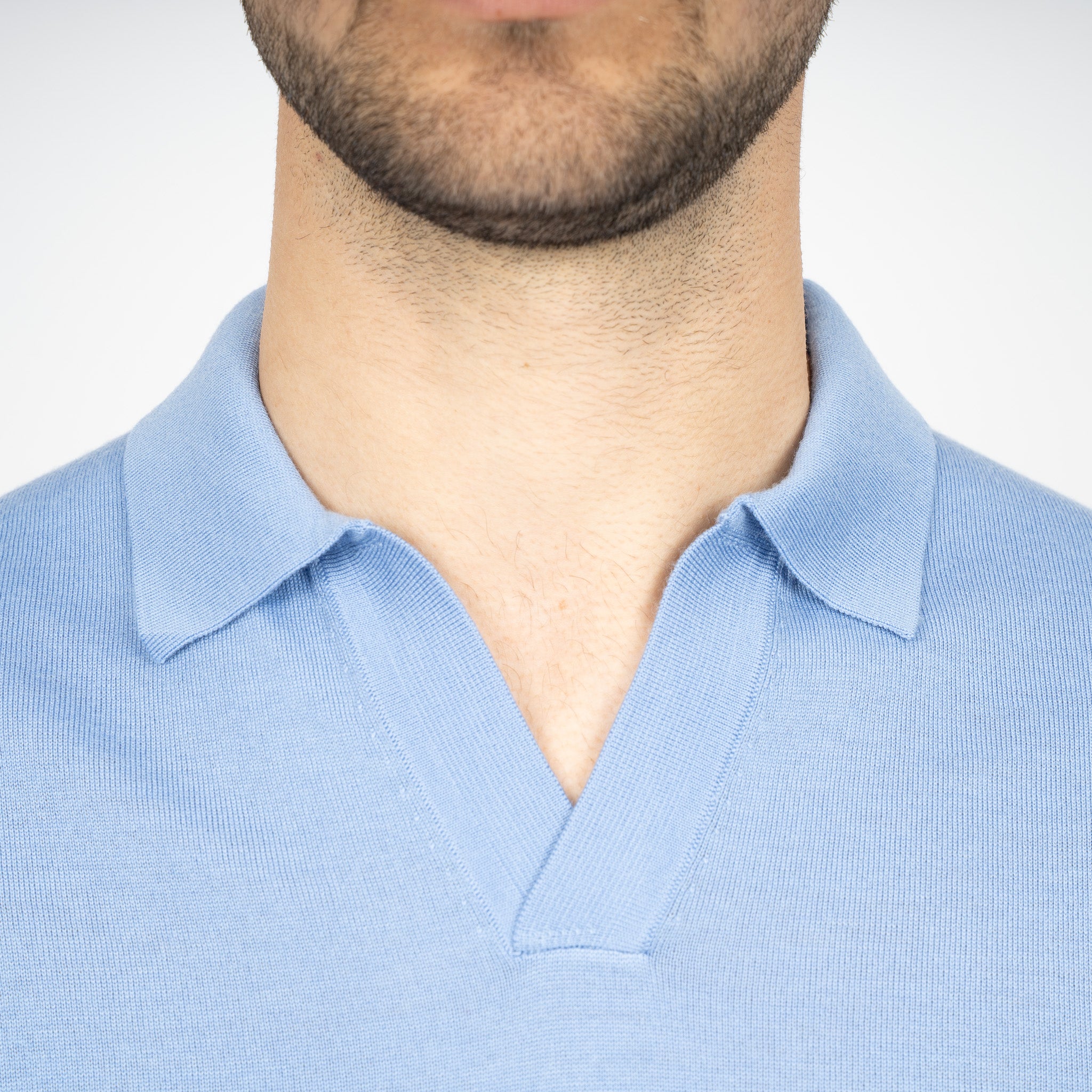 SEVEN DIALS Gebreide Buttonless Polotrui Lichtblauw | Blake