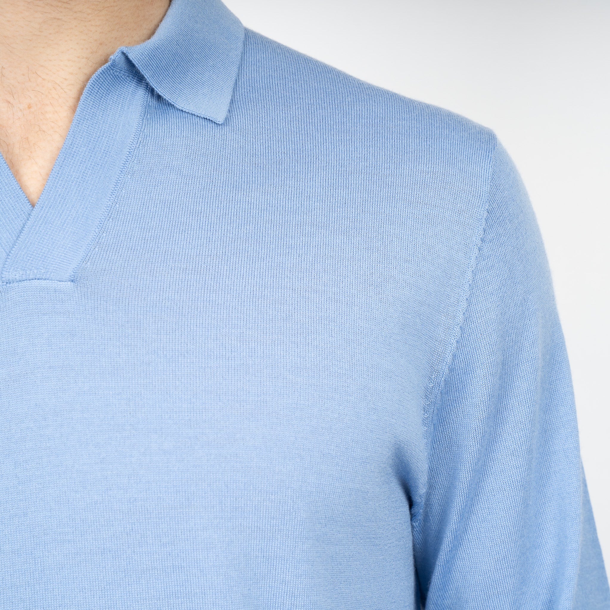 SEVEN DIALS Gebreide Buttonless Polotrui Lichtblauw | Blake