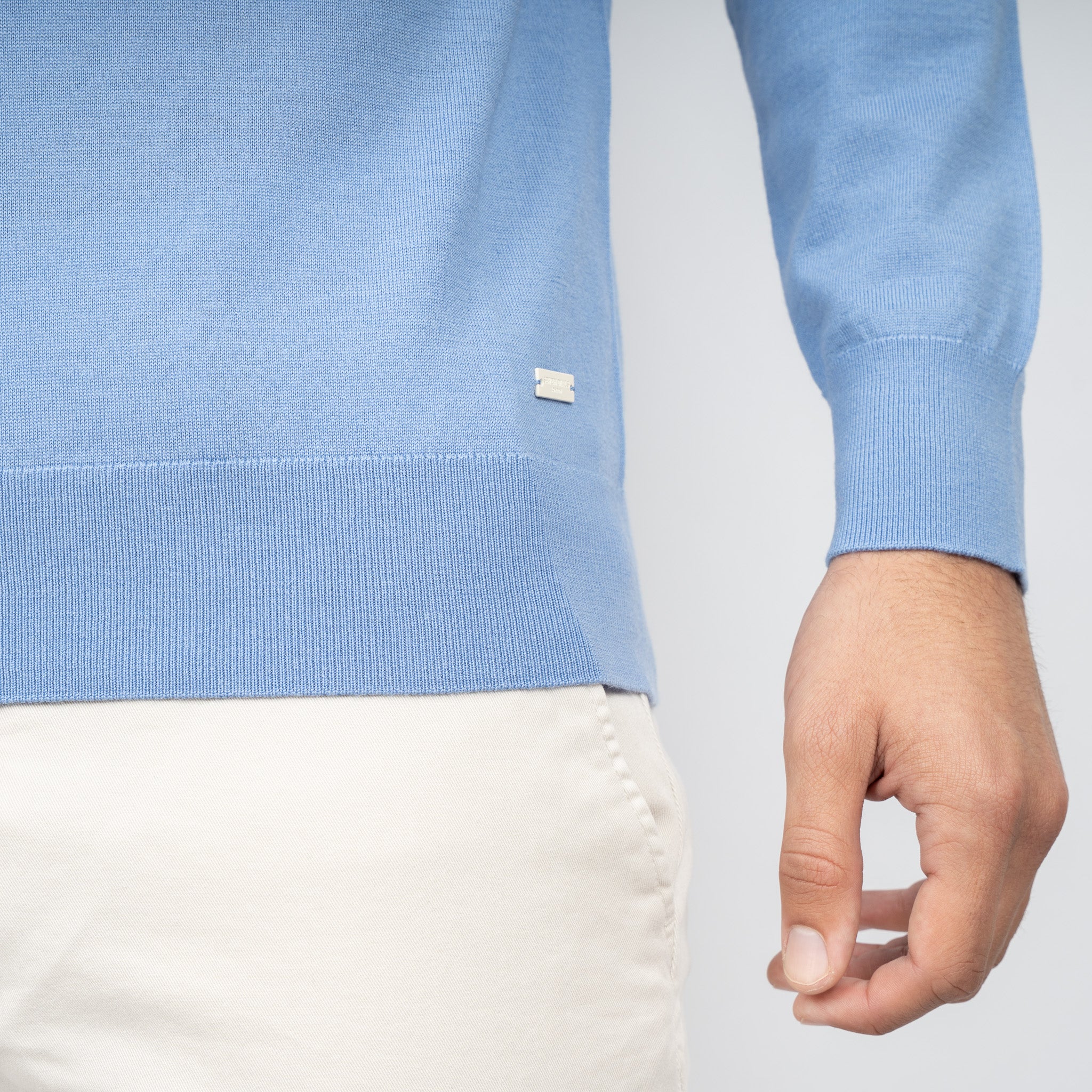 SEVEN DIALS Gebreide Buttonless Polotrui Lichtblauw | Blake