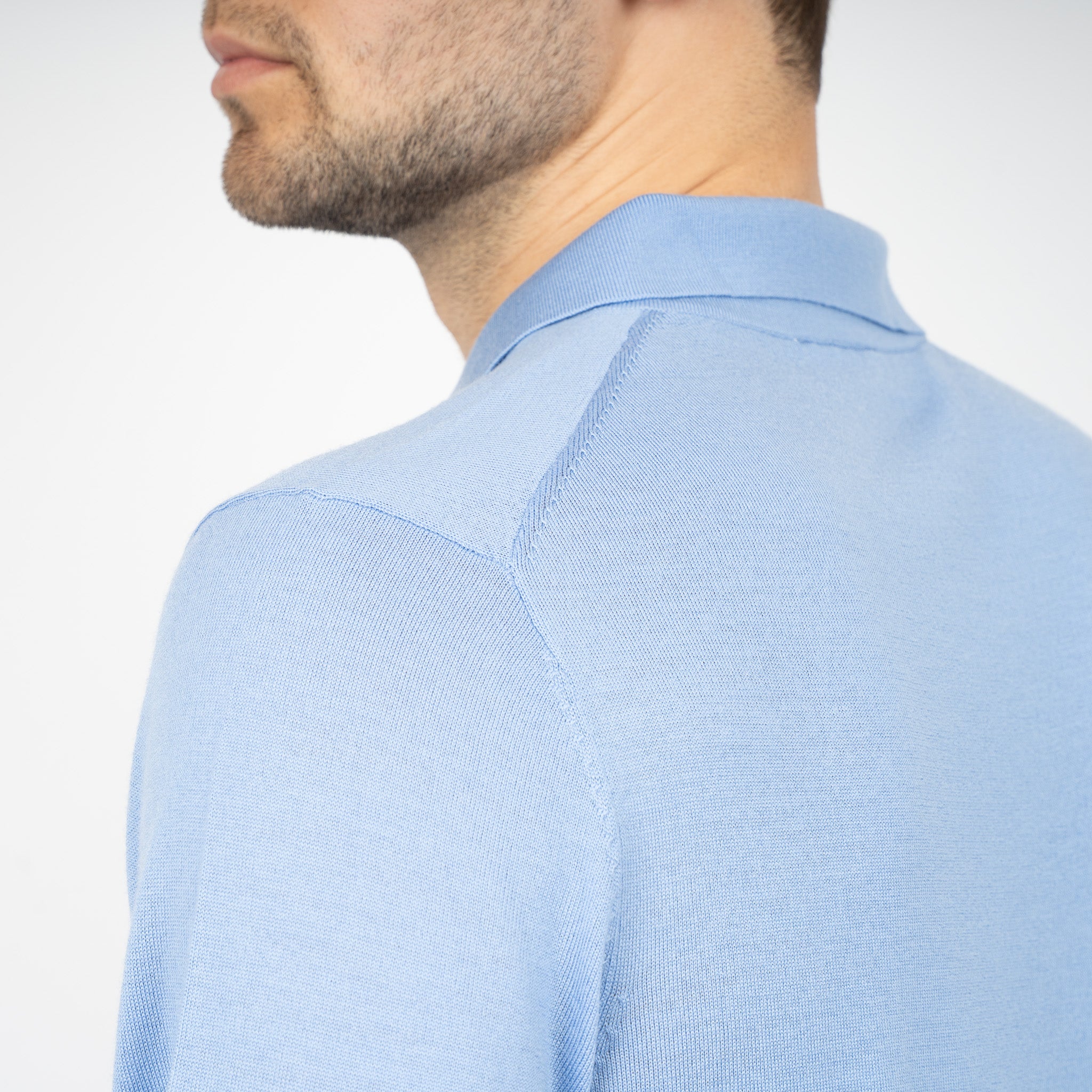 SEVEN DIALS Gebreide Buttonless Polotrui Lichtblauw | Blake
