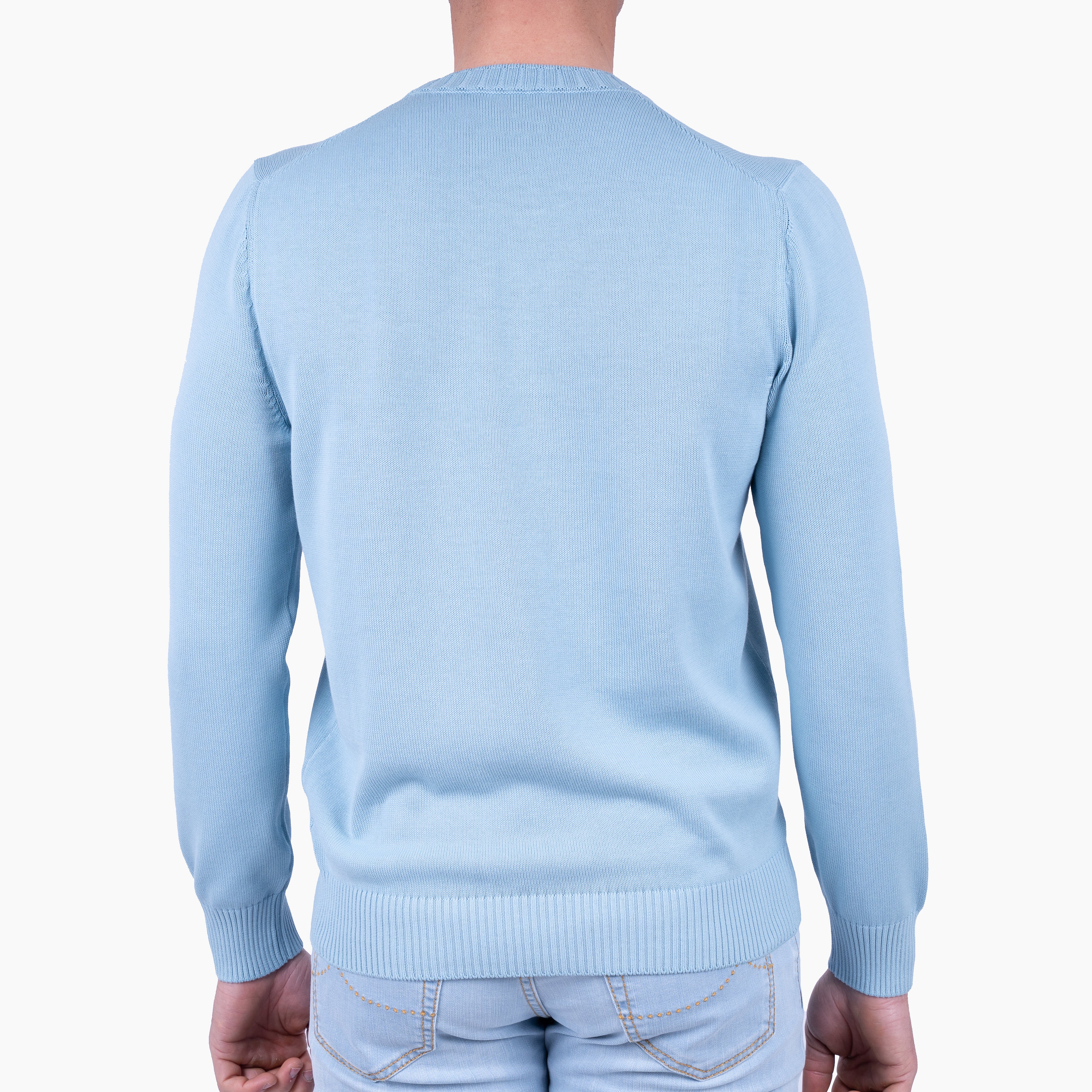Gran Sasso Gebreide Trui Ronde Hals Lichtblauw | Egyptian Cotton