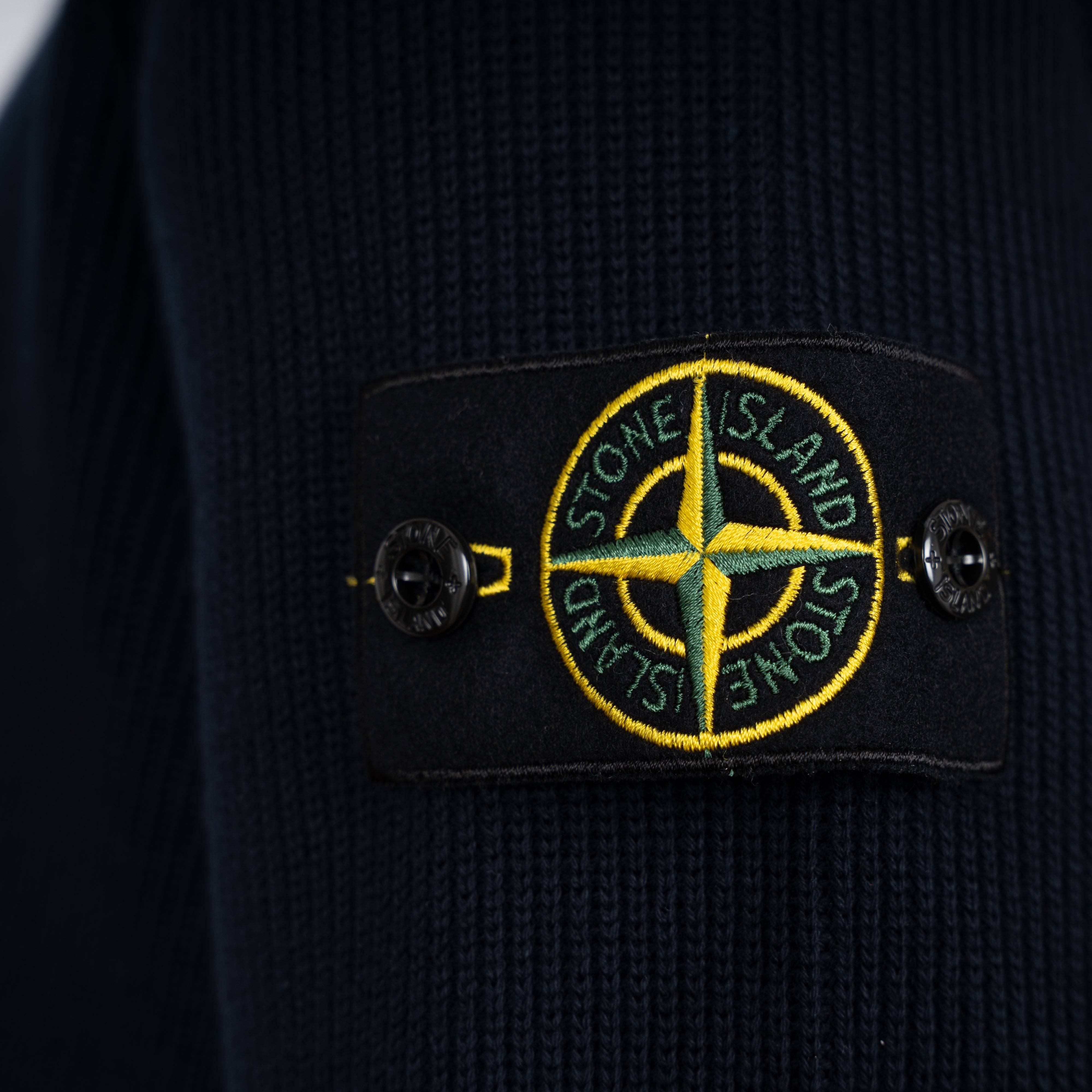 Stone Island Gebreide Trui met Rits Donkerblauw | Soft Organic Cotton