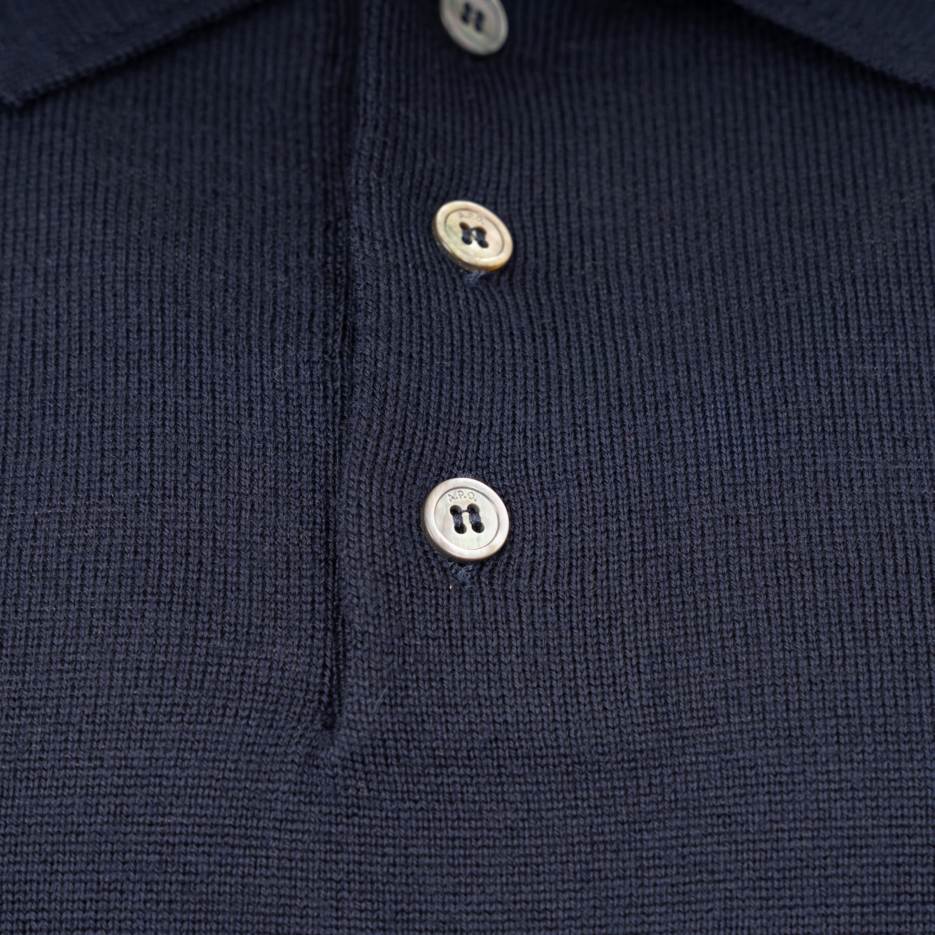 A.P.C. Gebreide Polo Lange Mouw Blauw | Riou