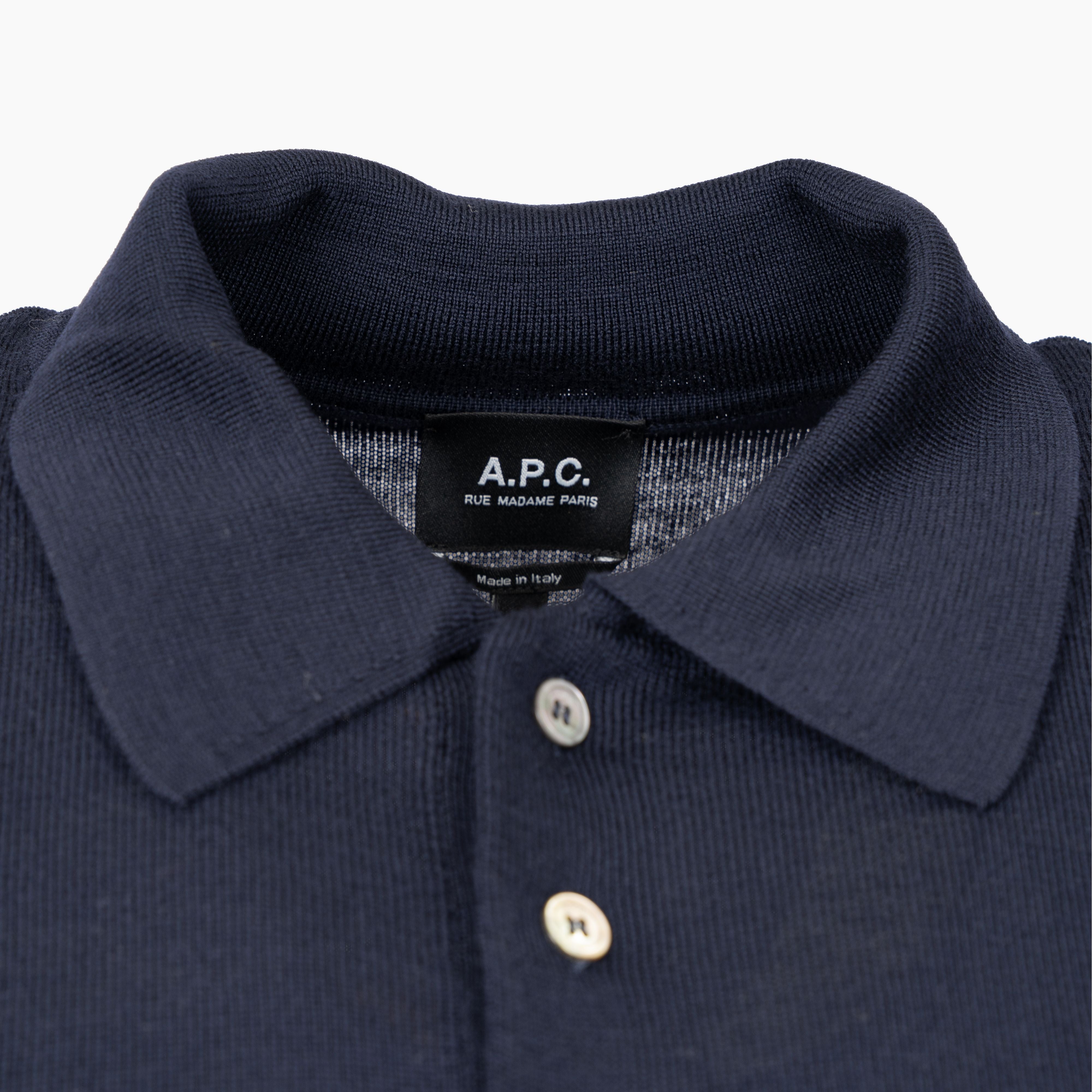 A.P.C. Gebreide Polo Lange Mouw Blauw | Riou