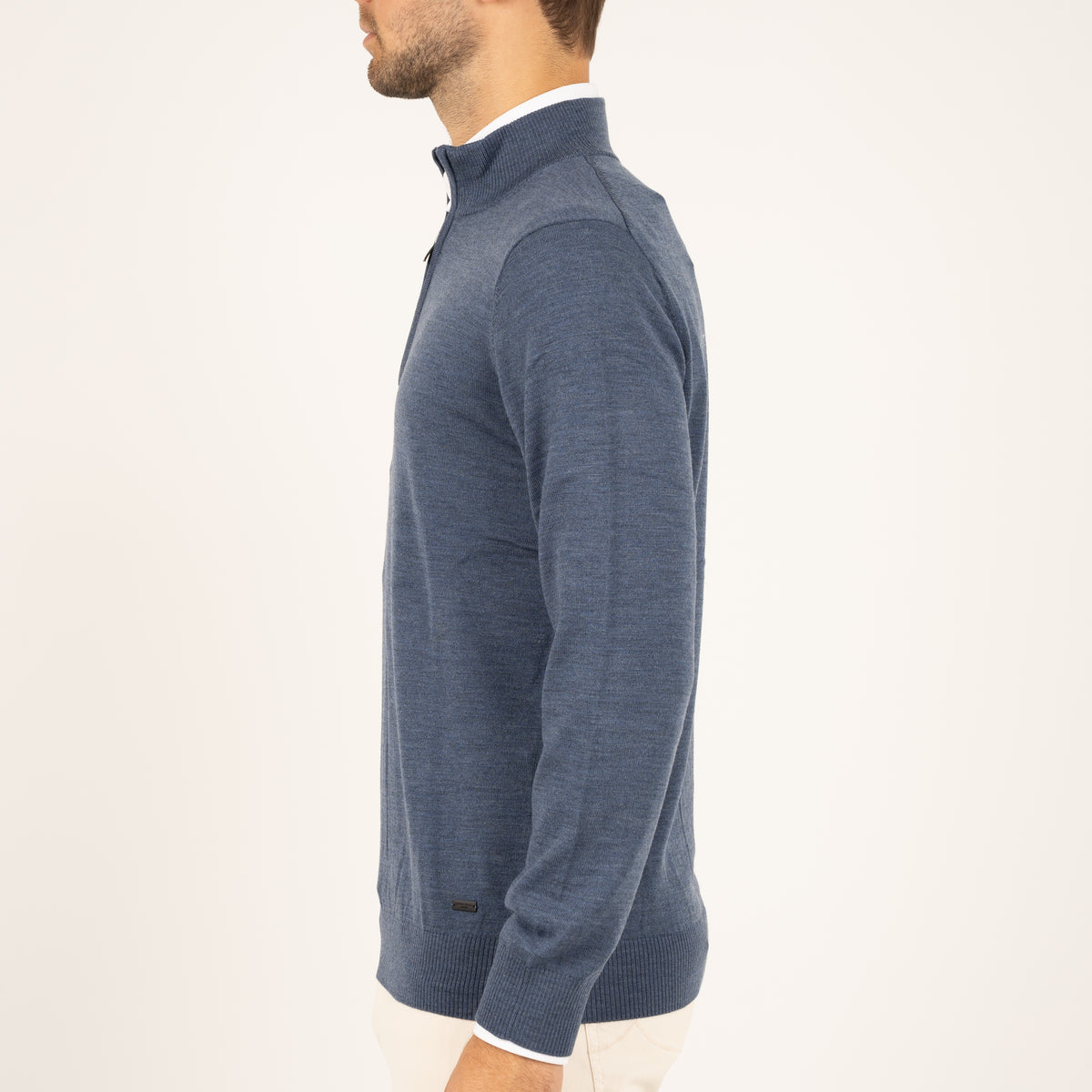 SEVEN DIALS Gebreide Trui met Rits Middenblauw | Saul