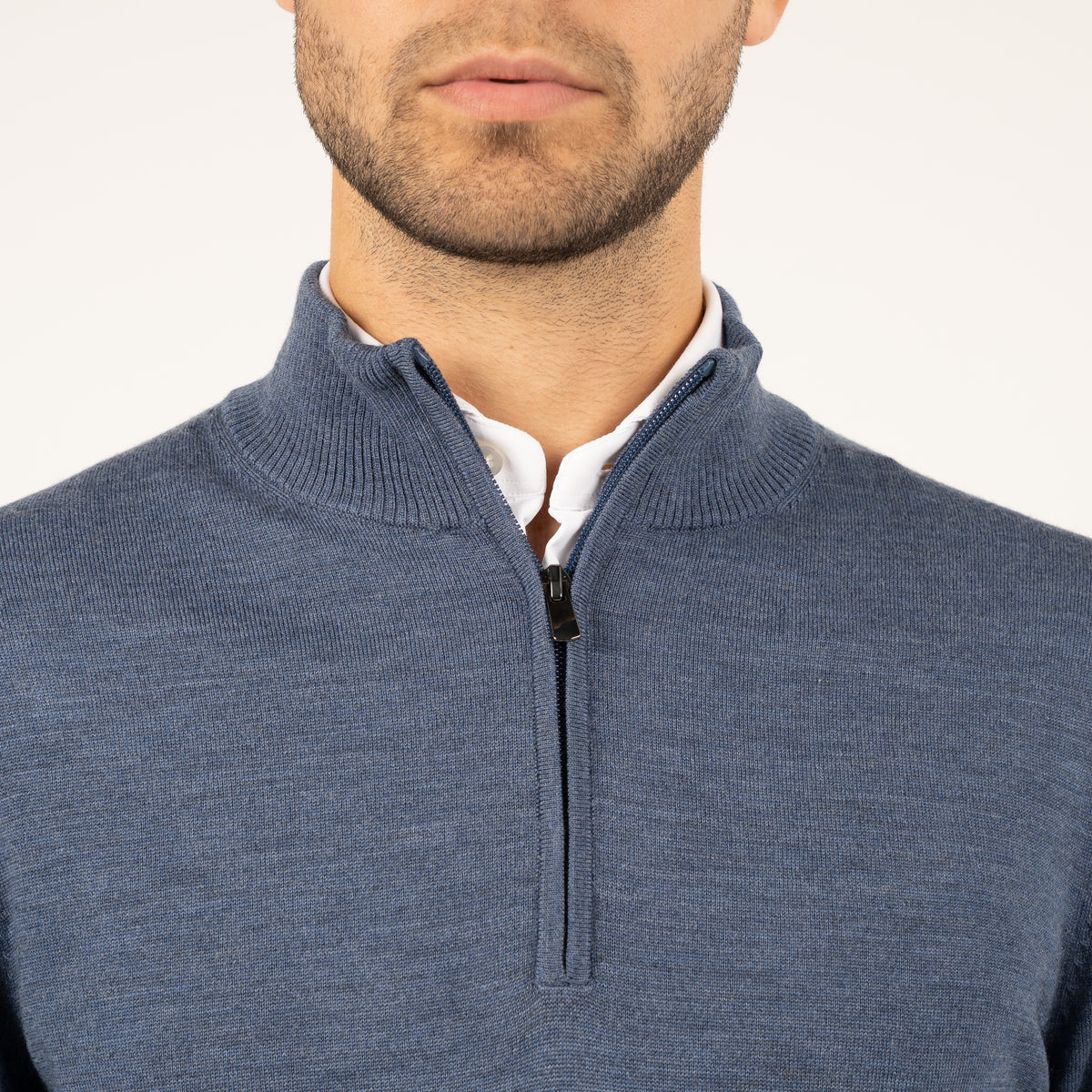 SEVEN DIALS Gebreide Trui met Rits Middenblauw | Saul