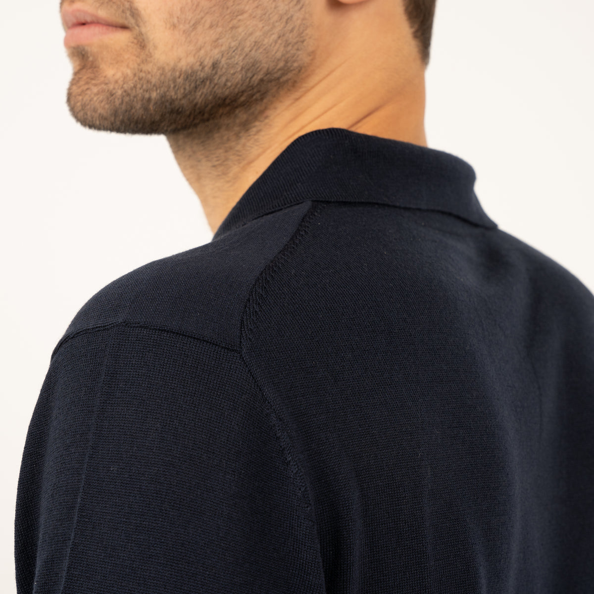SEVEN DIALS Gebreide Buttonless Polotrui Blauw | Wyot