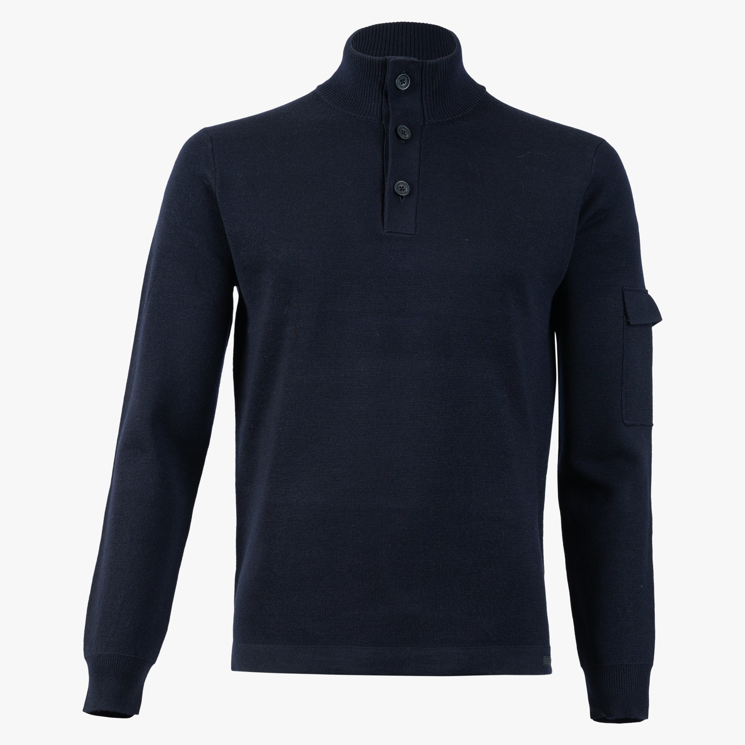 Genti Gebreide Trui met Knopenlijst Blauw | Wool