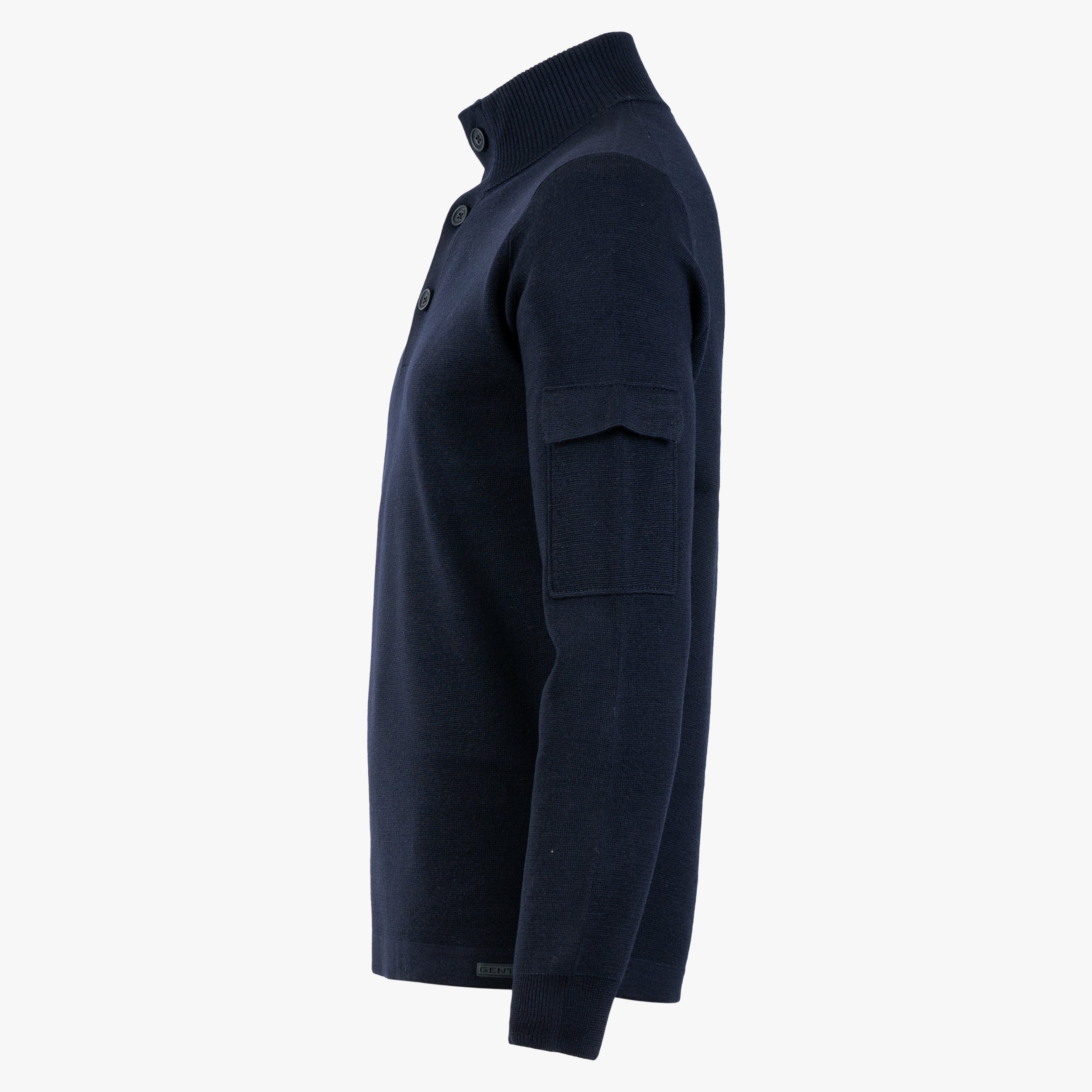 Genti Gebreide Trui met Knopenlijst Blauw | Wool