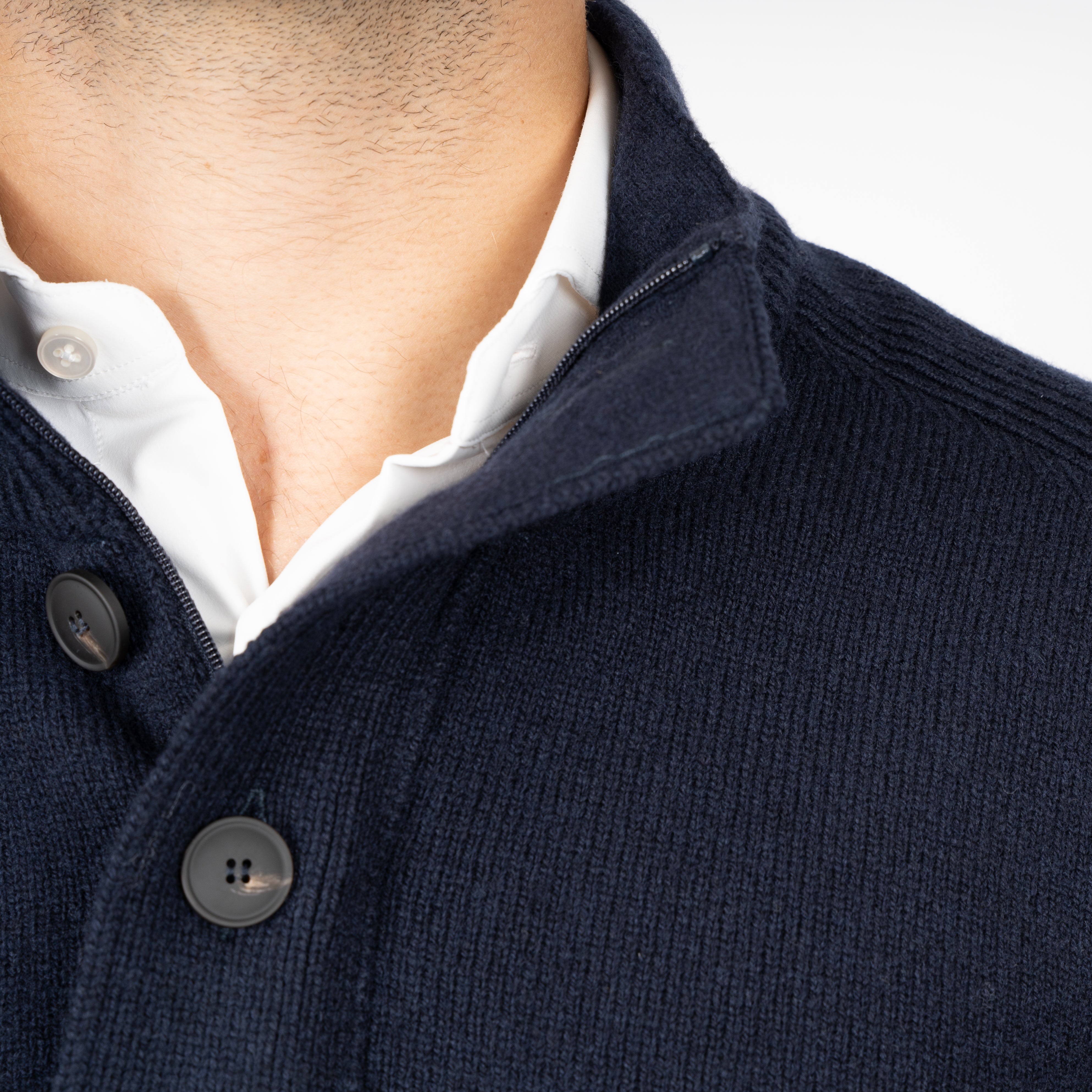 Gran Sasso Gebreide Trui met Knopenlijst Blauw | Super Geelong
