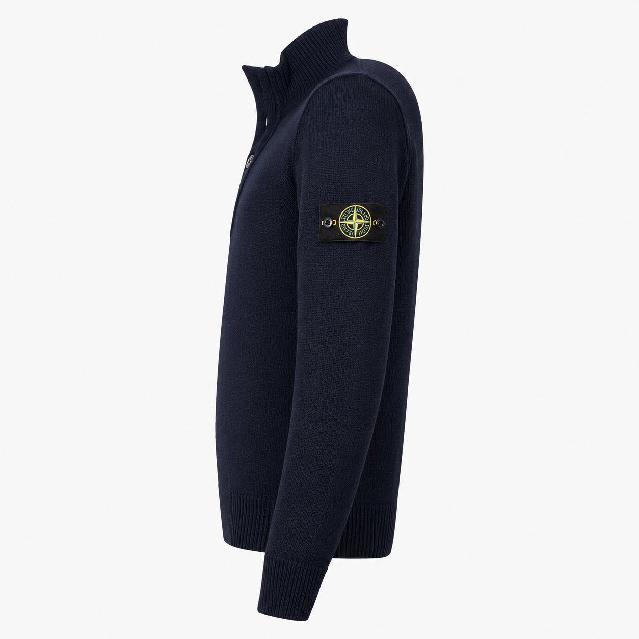 Stone Island Gebreide Trui met Knopenlijst Blauw | Lambswool