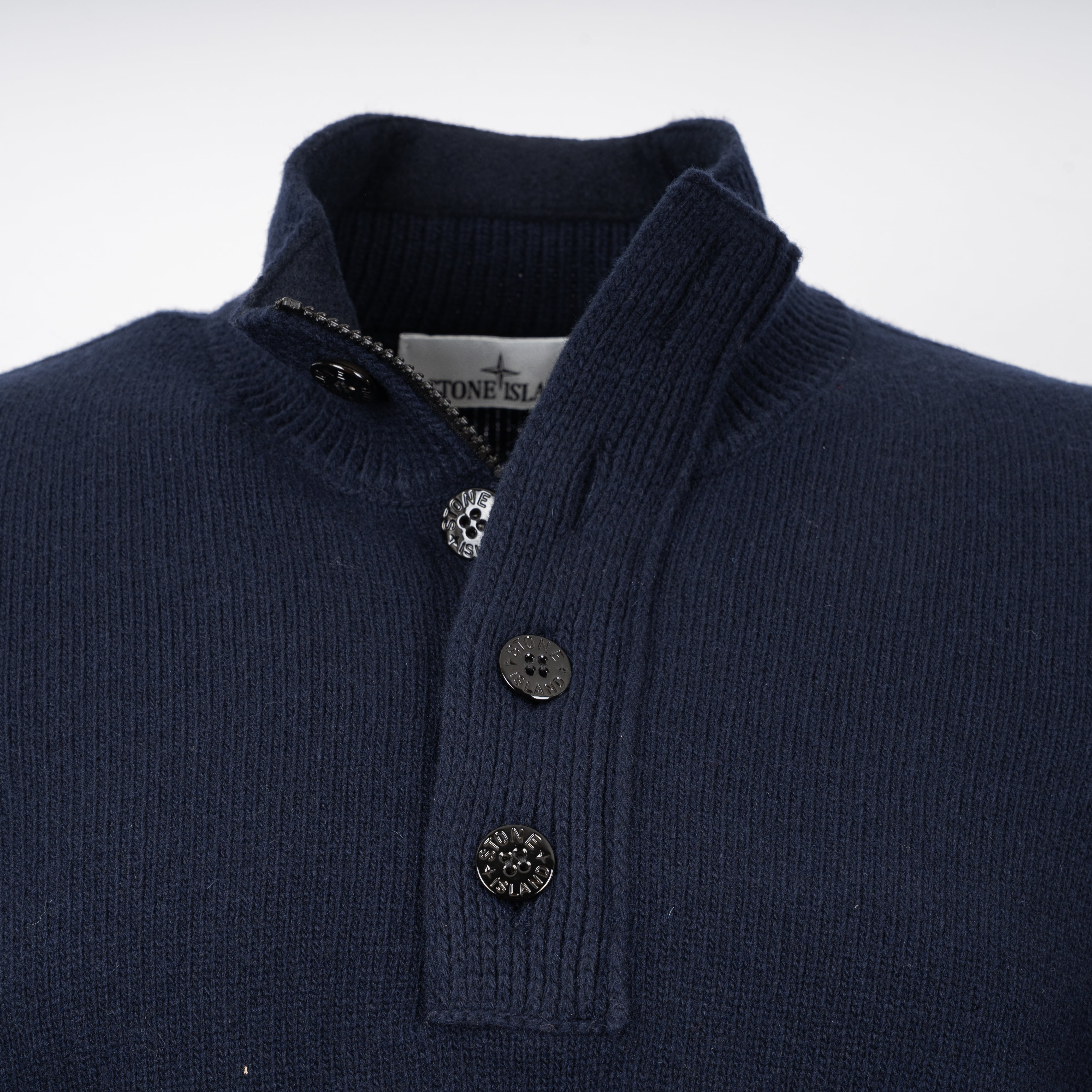 Stone Island Gebreide Trui met Knopenlijst Blauw | Lambswool