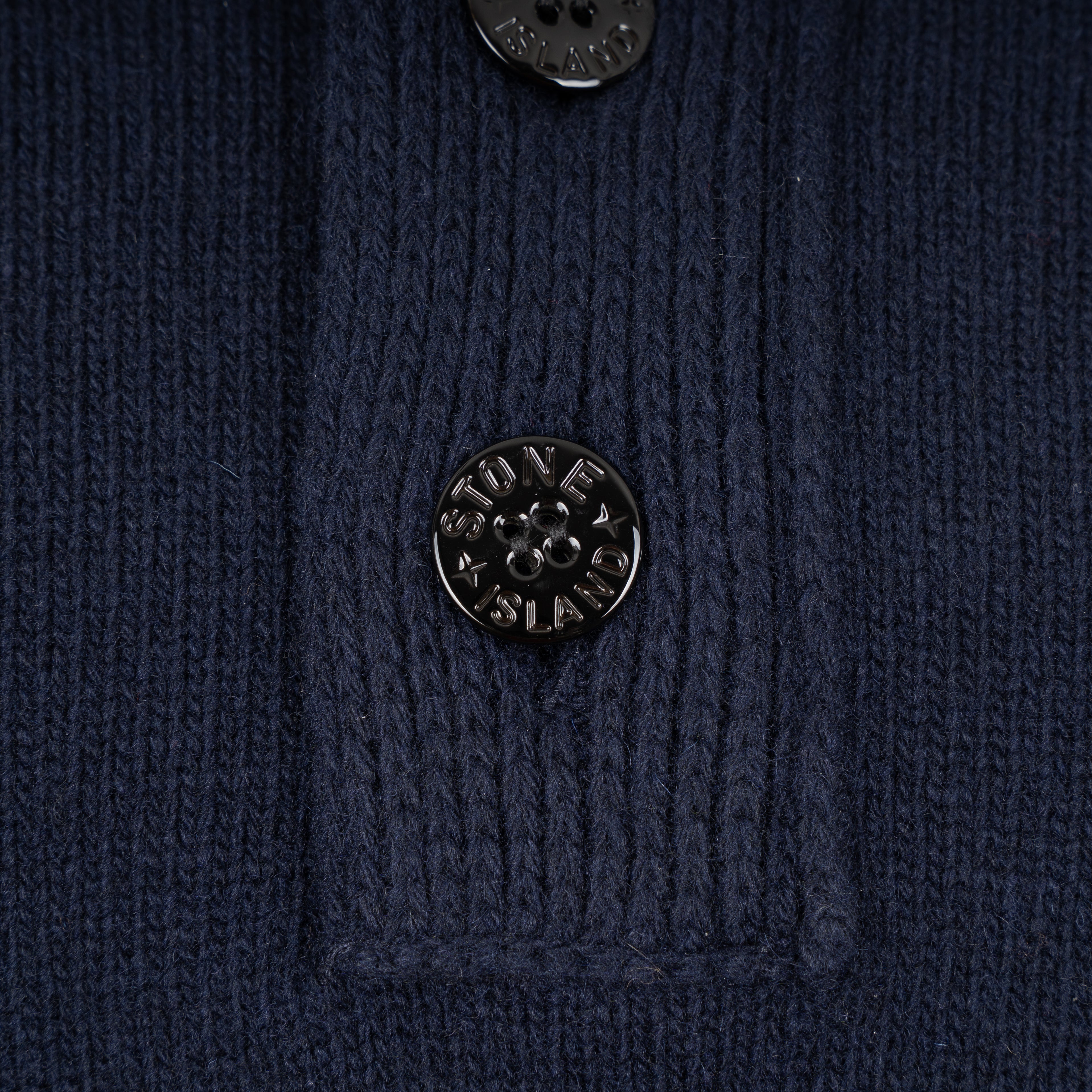 Stone Island Gebreide Trui met Knopenlijst Blauw | Lambswool