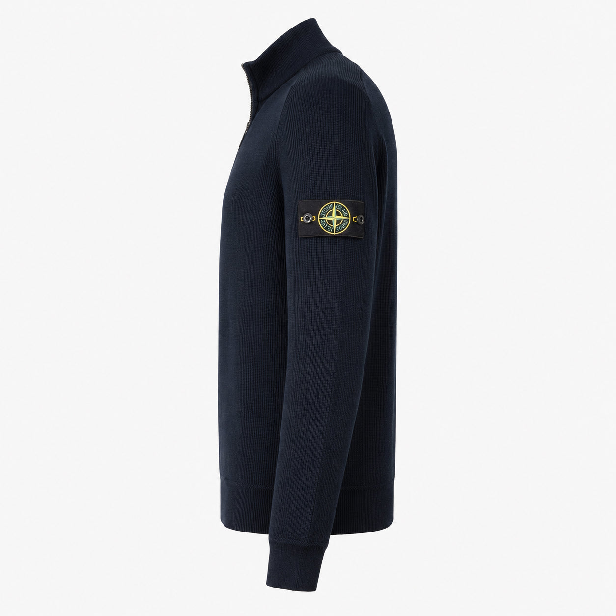 Stone Island Gebreide Trui met Rits Donkerblauw | Soft Organic Cotton