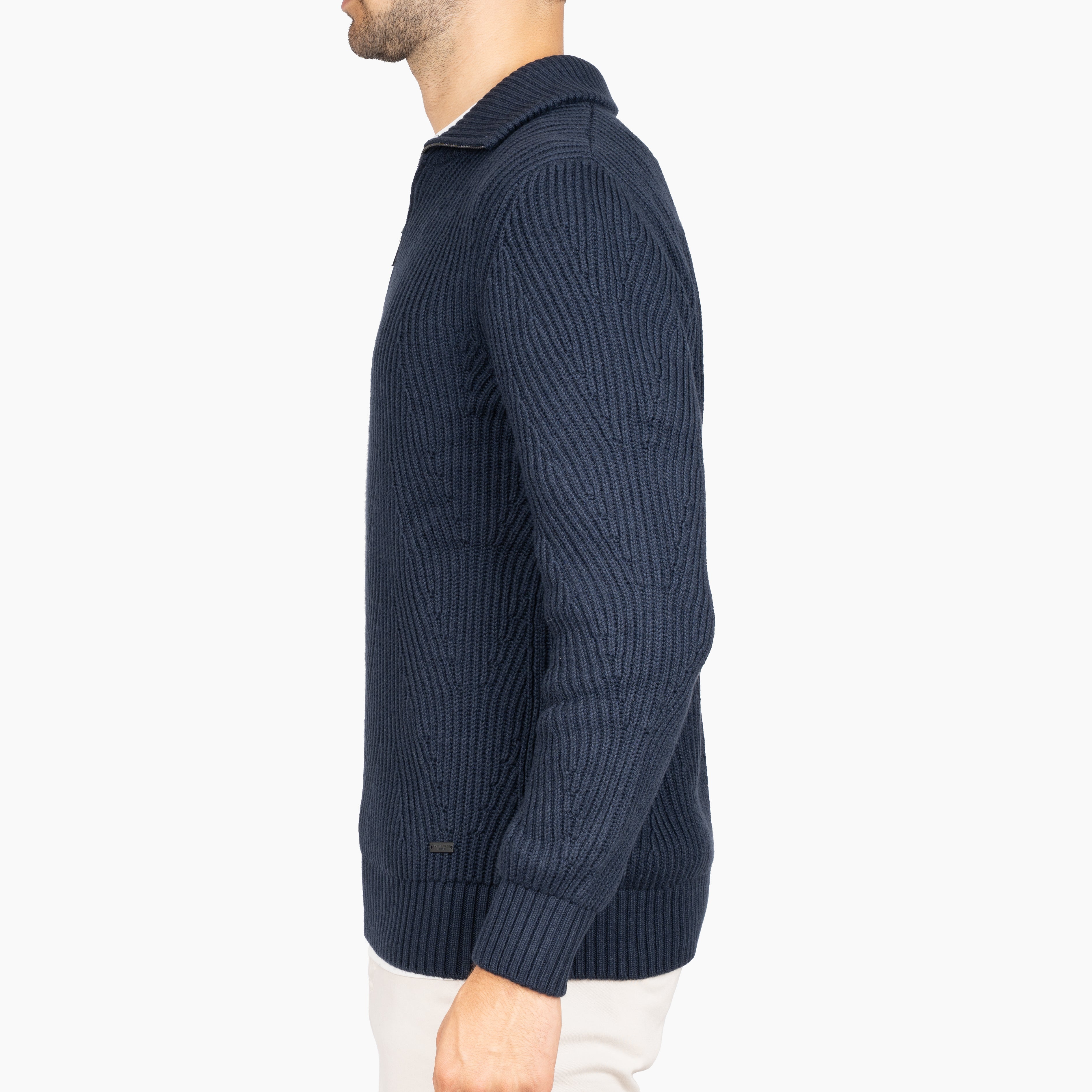 SEVEN DIALS Gebreide Trui met Rits Blauw | Quinn