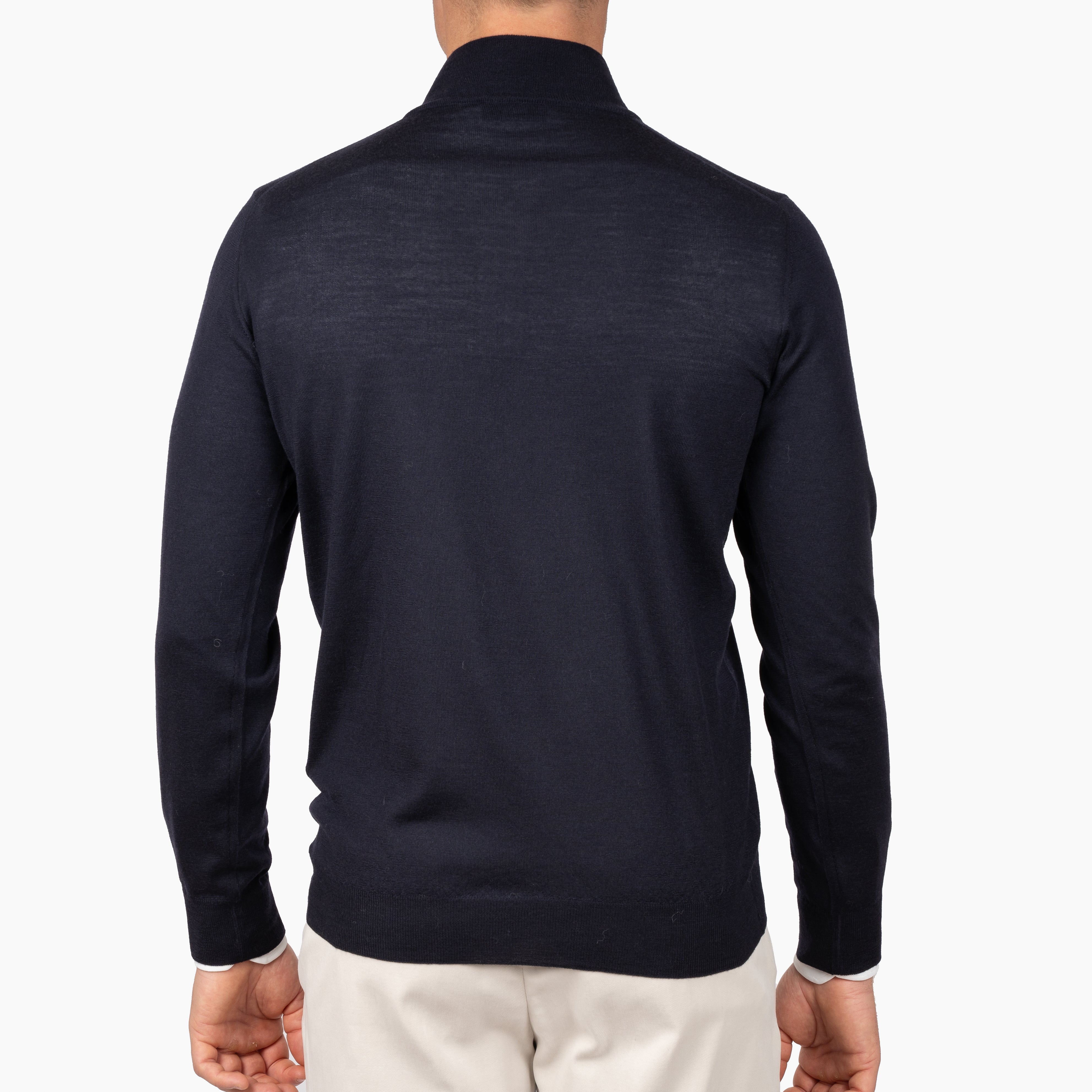 Fedeli Gebreide Trui met Rits Blauw | Favonio Superfine Wool 140