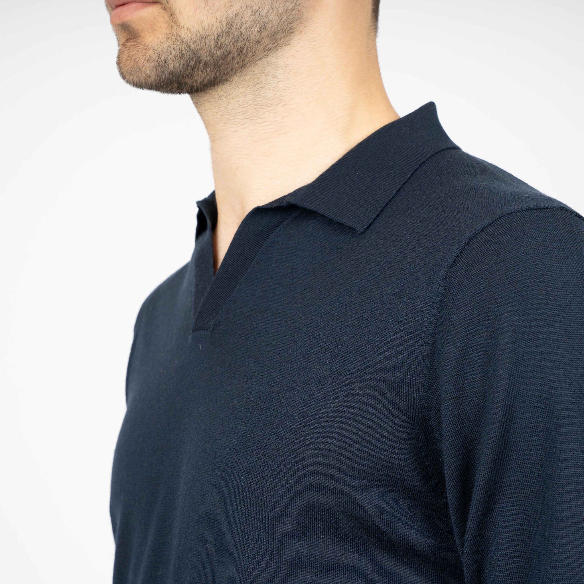 SEVEN DIALS Gebreide Buttonless Polotrui Donkerblauw | Blake