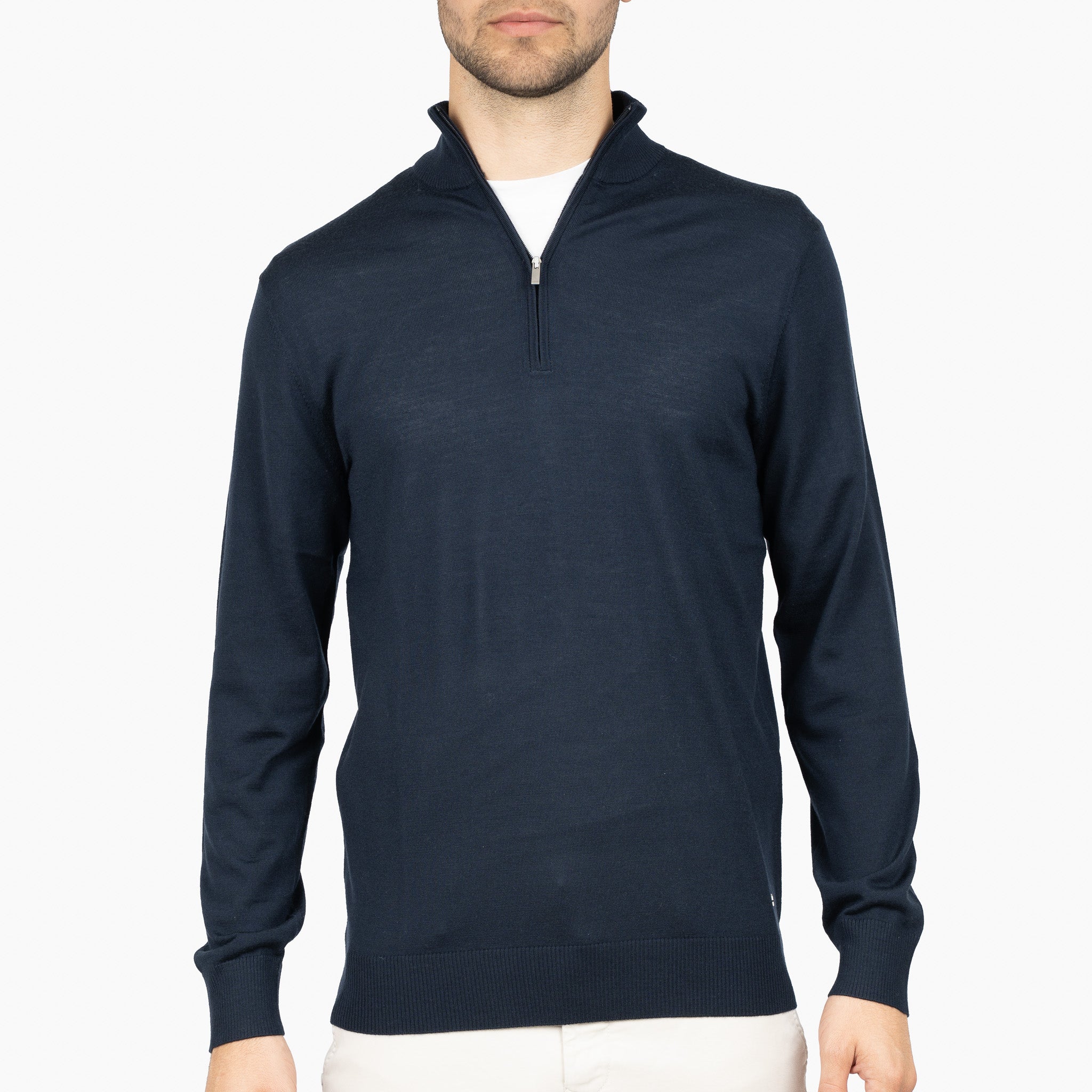 SEVEN DIALS Gebreide Trui met Rits Blauw | Bothe