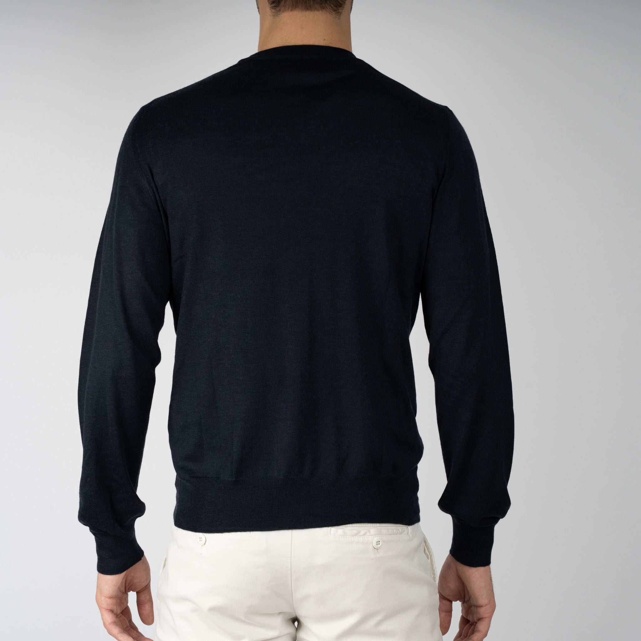 Gran Sasso Gebreide Trui Ronde Hals Blauw | Cashmere-Lana-Seta