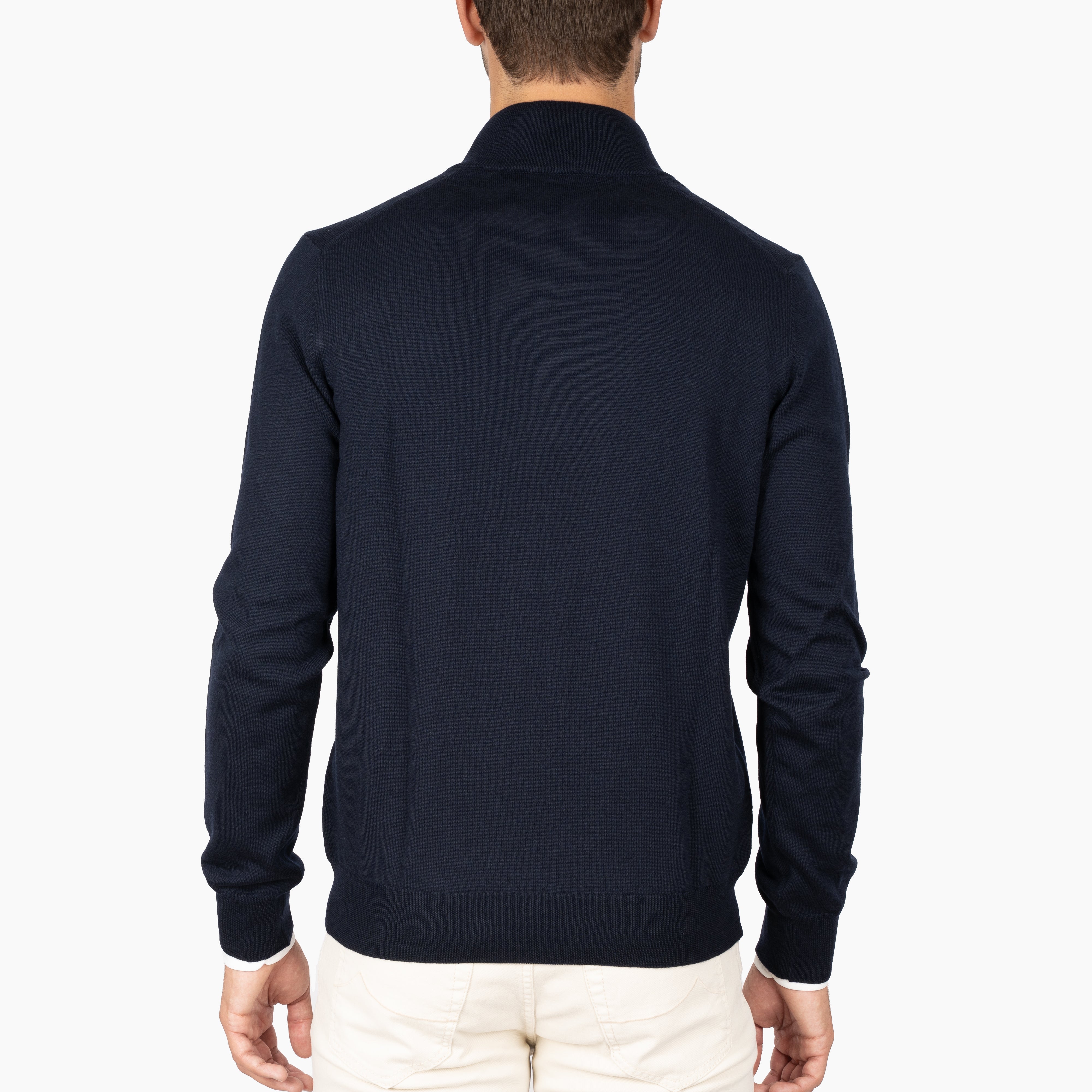 Gran Sasso Gebreide Trui met Rits Blauw | Extrafine Merino