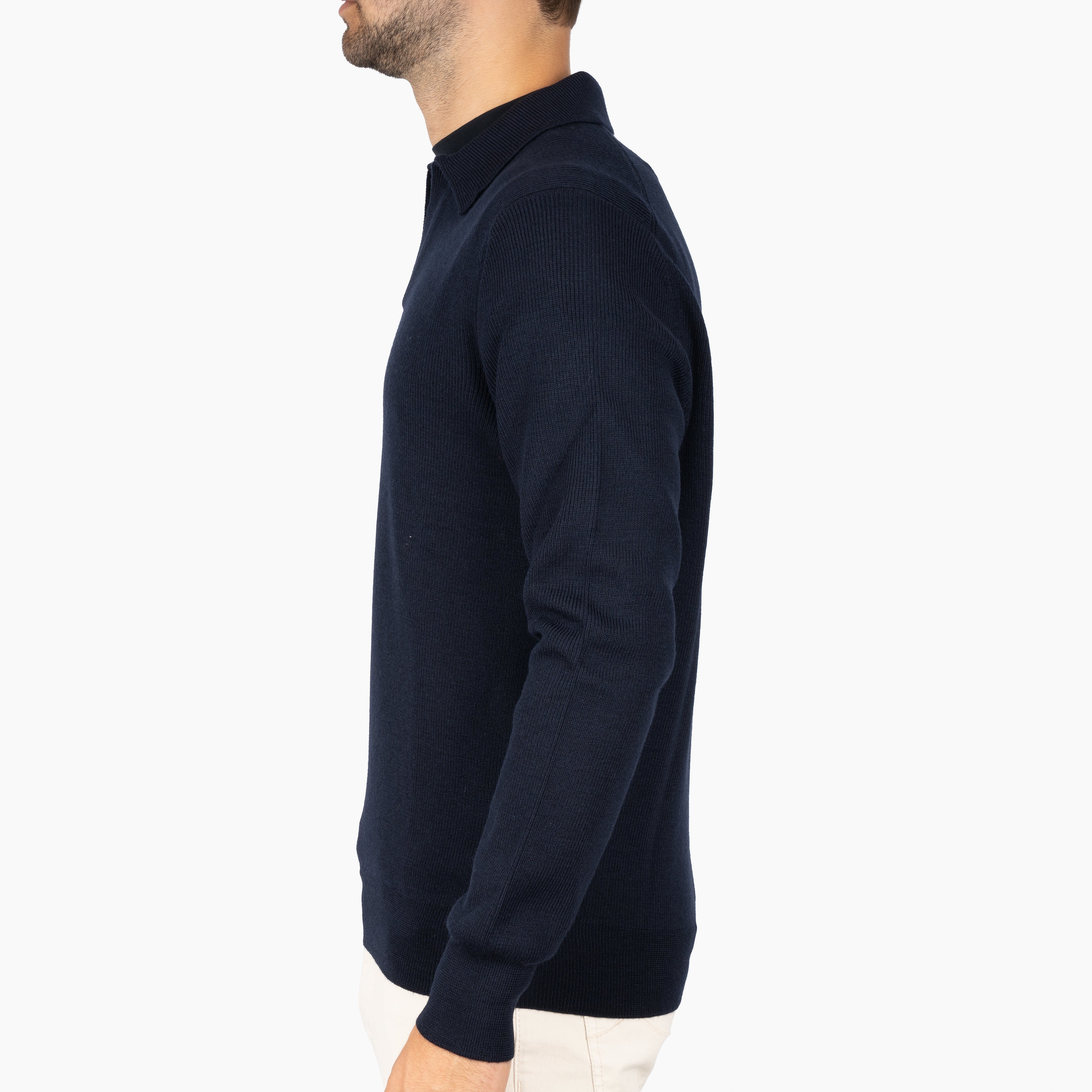 Gran Sasso Gebreide Buttonless Polotrui Blauw | Extrafine Merino