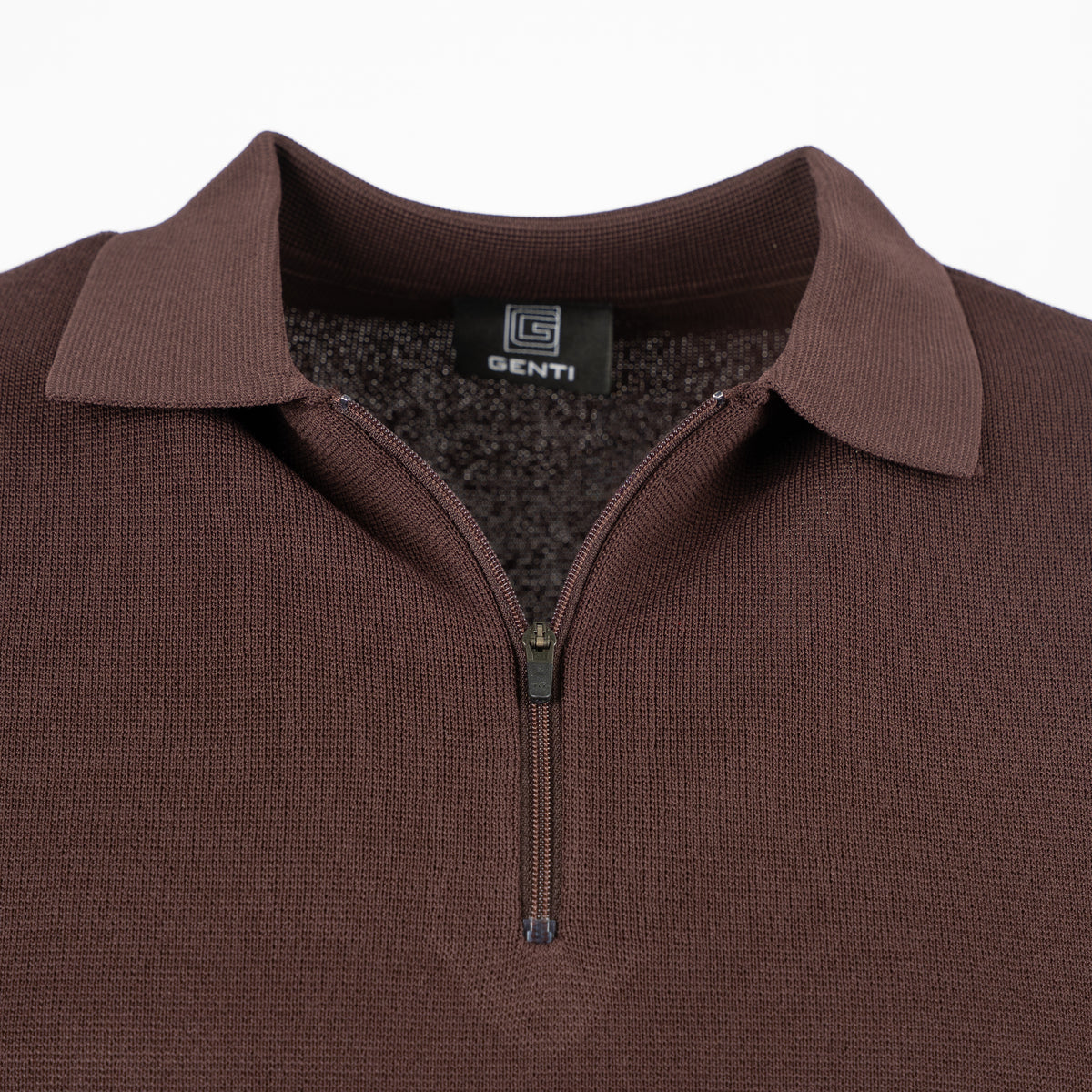 Genti Polo Lange Mouw met Rits Bordeauxrood | Cool Dry