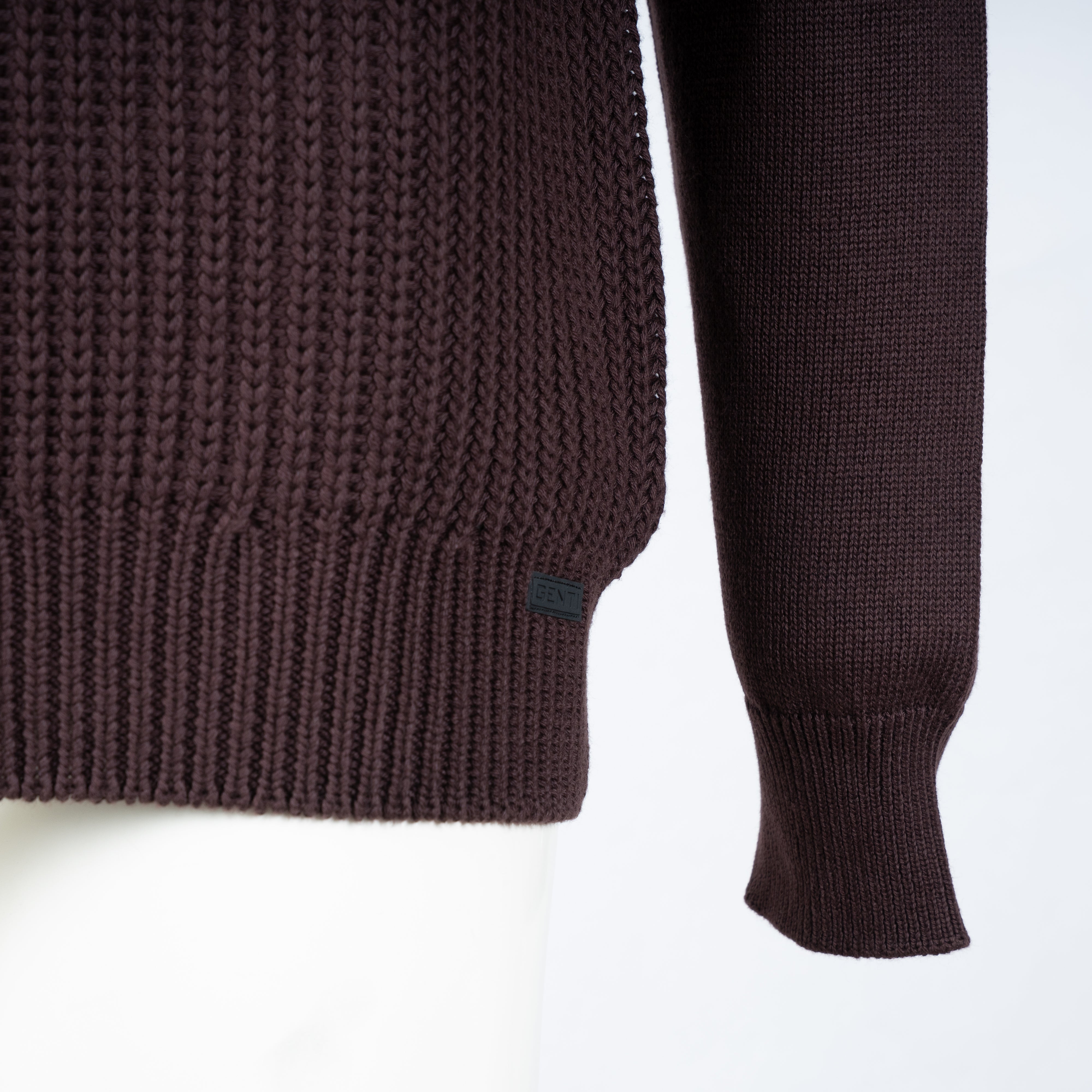 Genti Gebreide Trui met Rits Bordeauxrood | Cotton