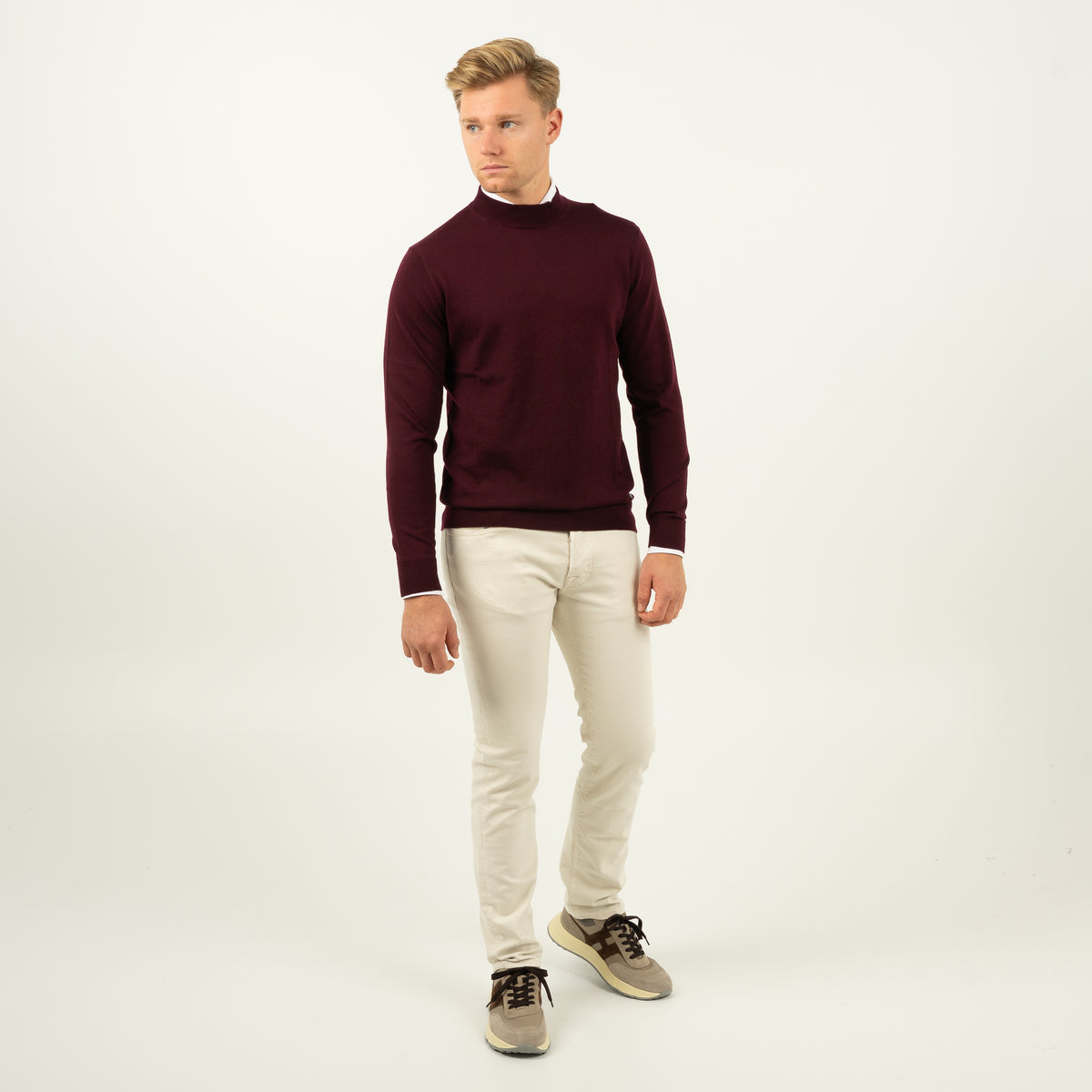 SEVEN DIALS Gebreide Turtleneck Trui Bordeaux Rood | Goy
