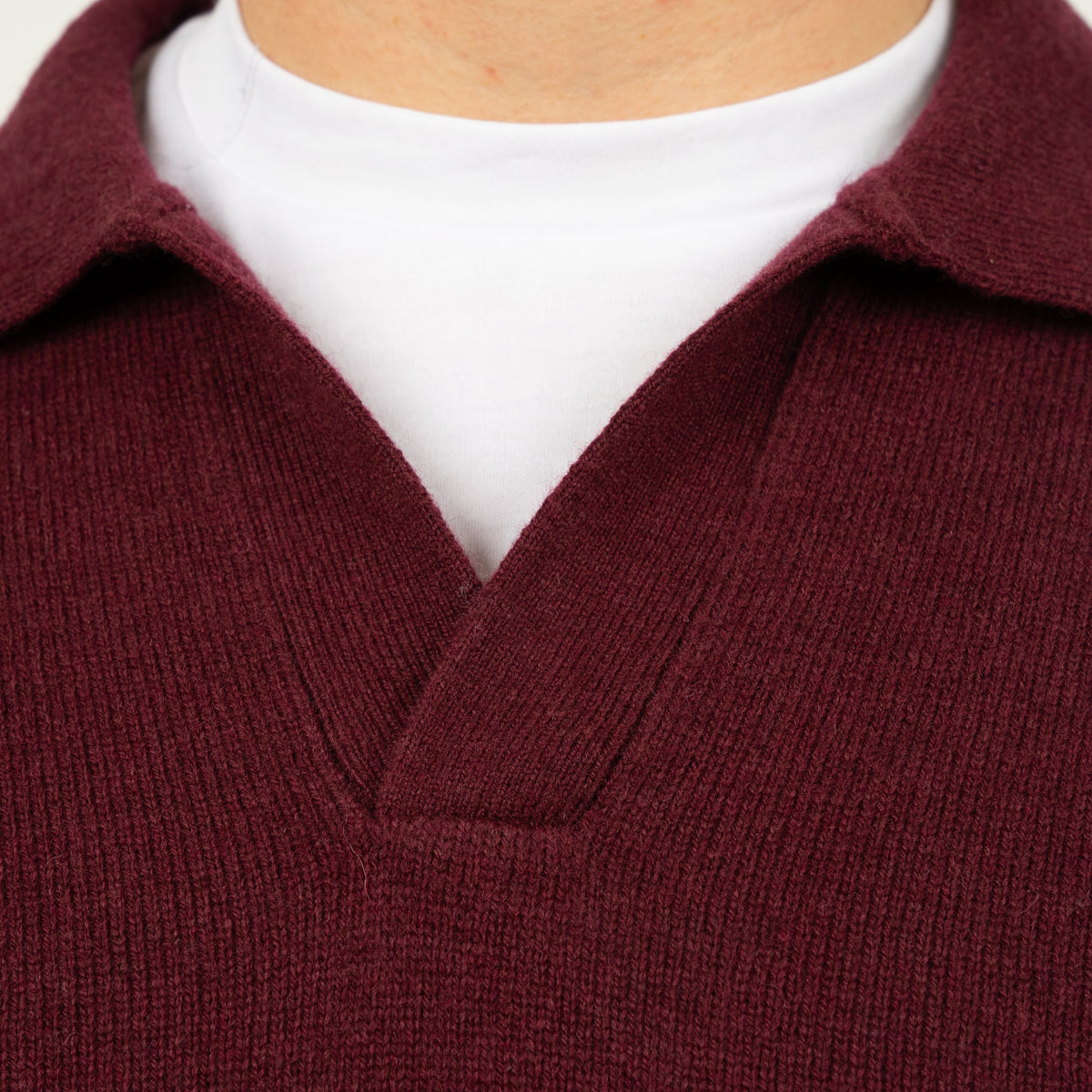 SEVEN DIALS Gebreide Trui Buttonless Polokraag Bordeaux Rood | Dakar