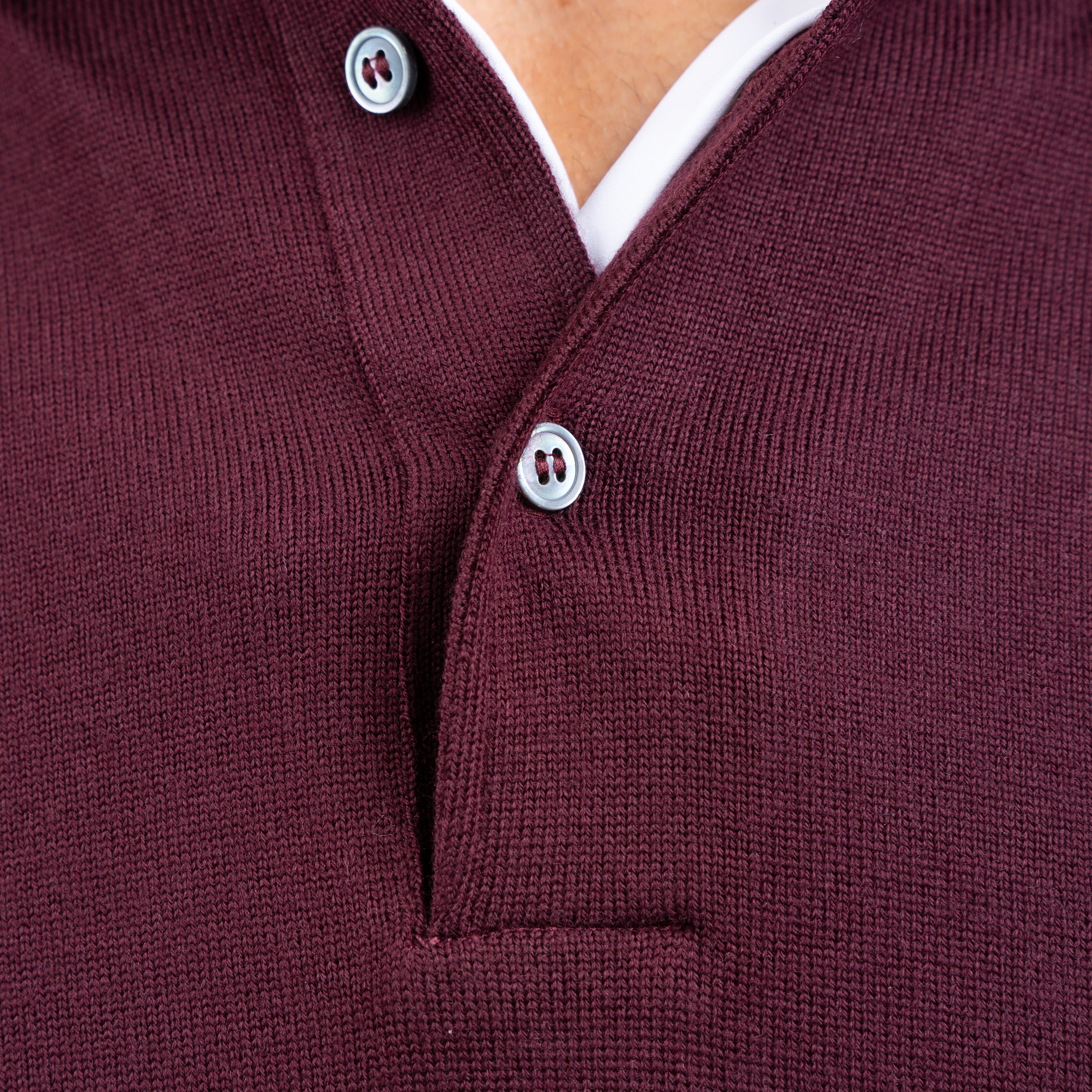 Gran Sasso Gebreide Polo Lange Mouw Bordeaux Rood | Extrafine Merino