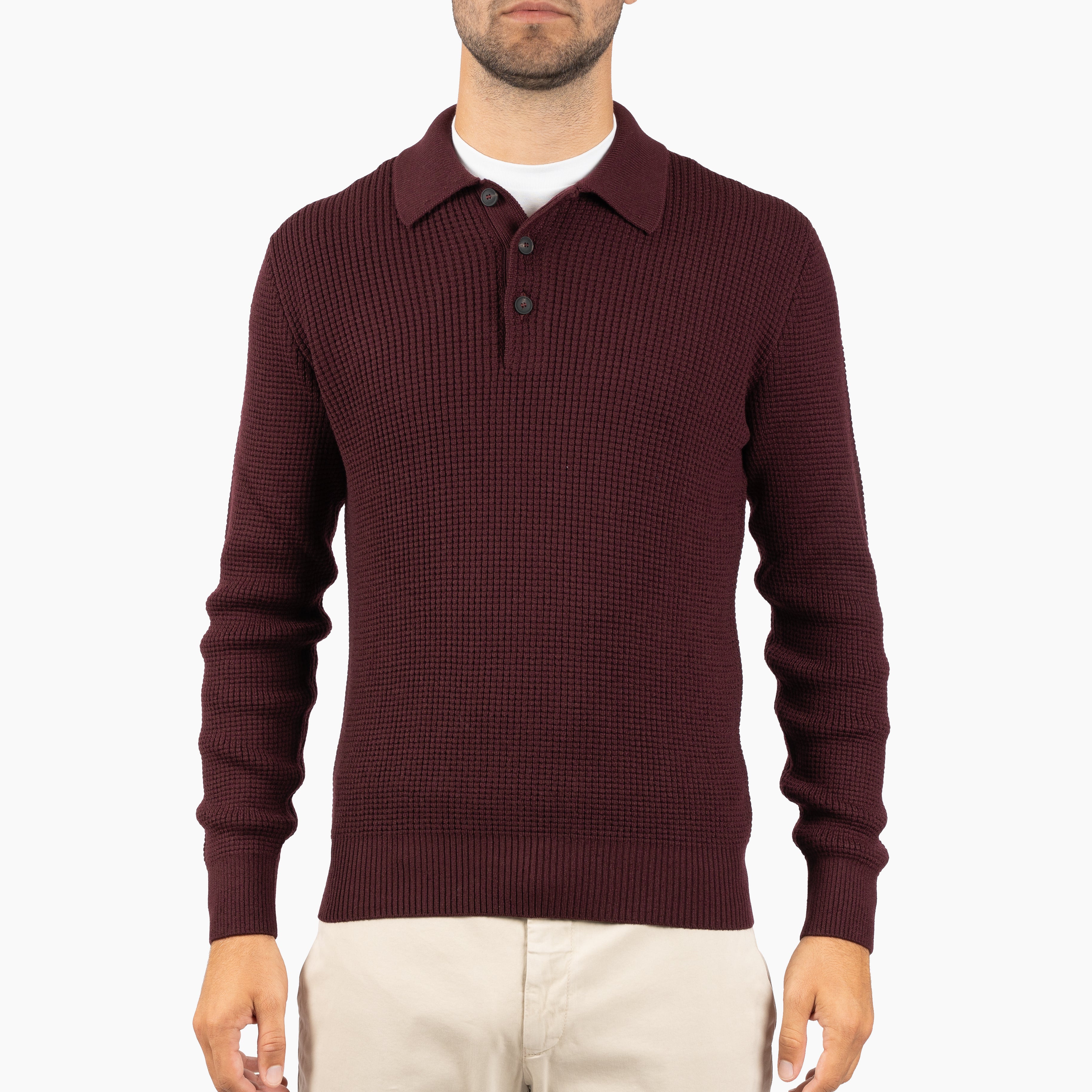Gran Sasso Gebreide Polotrui Bordeaux Rood | Extrafine Merino