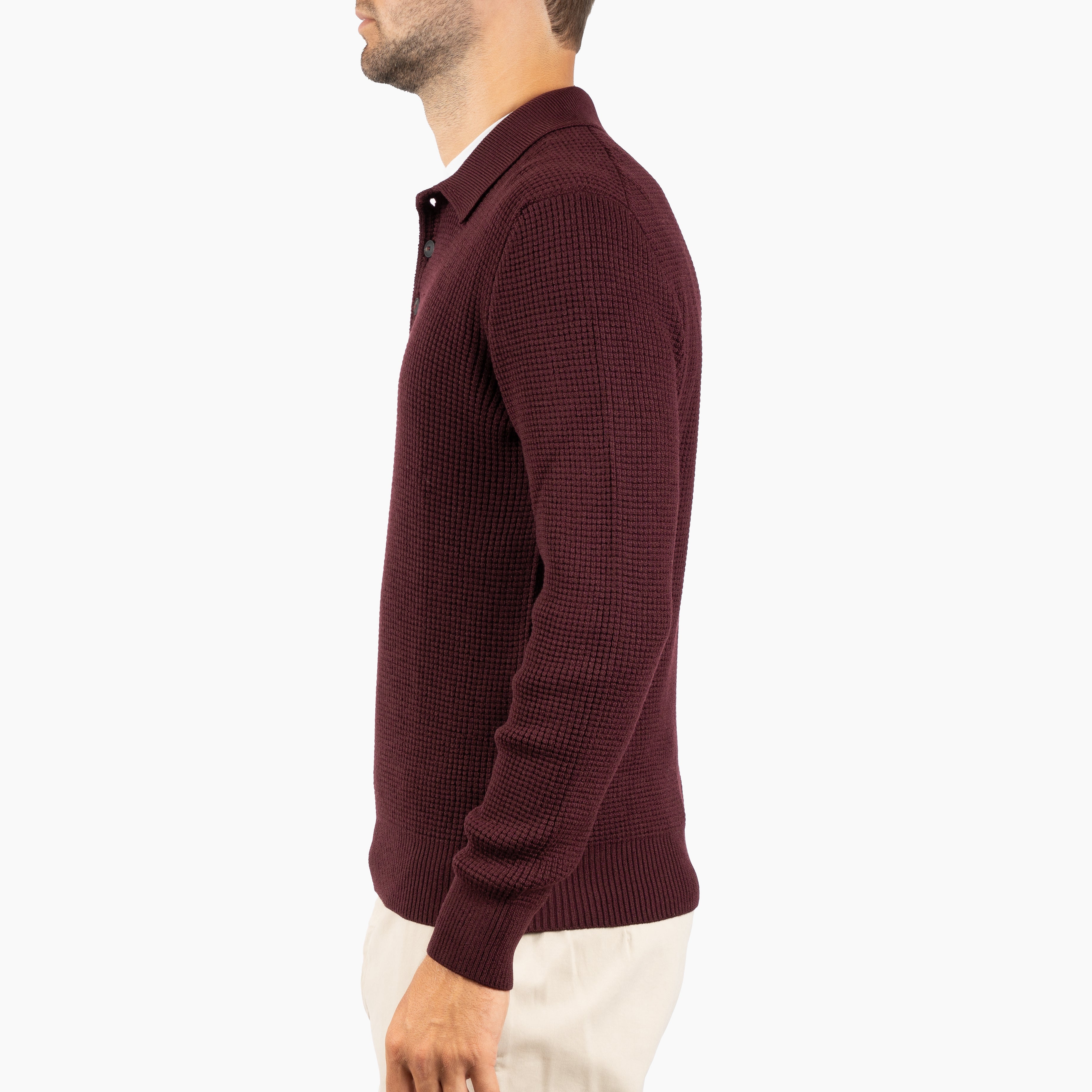Gran Sasso Gebreide Polotrui Bordeaux Rood | Extrafine Merino