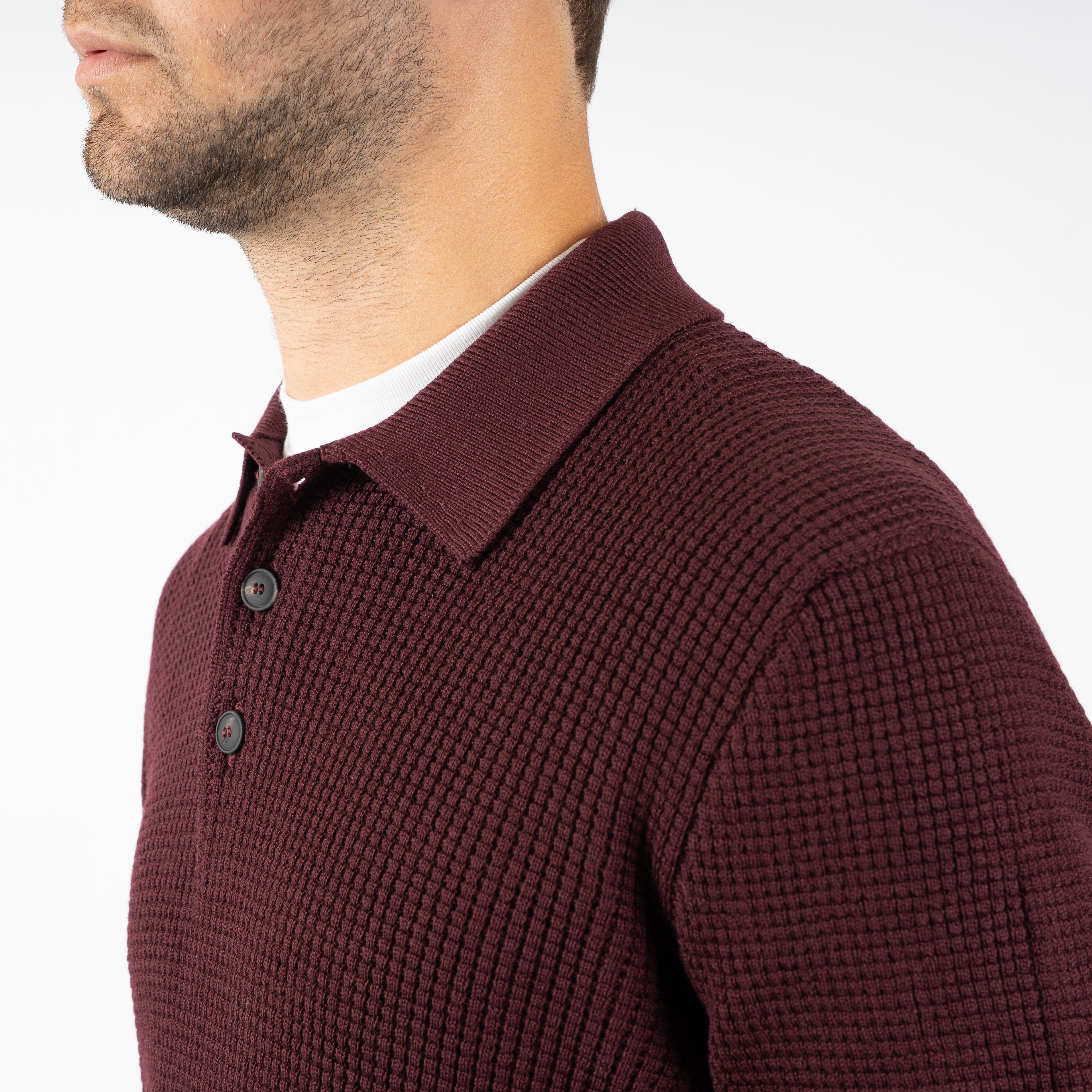 Gran Sasso Gebreide Polotrui Bordeaux Rood | Extrafine Merino