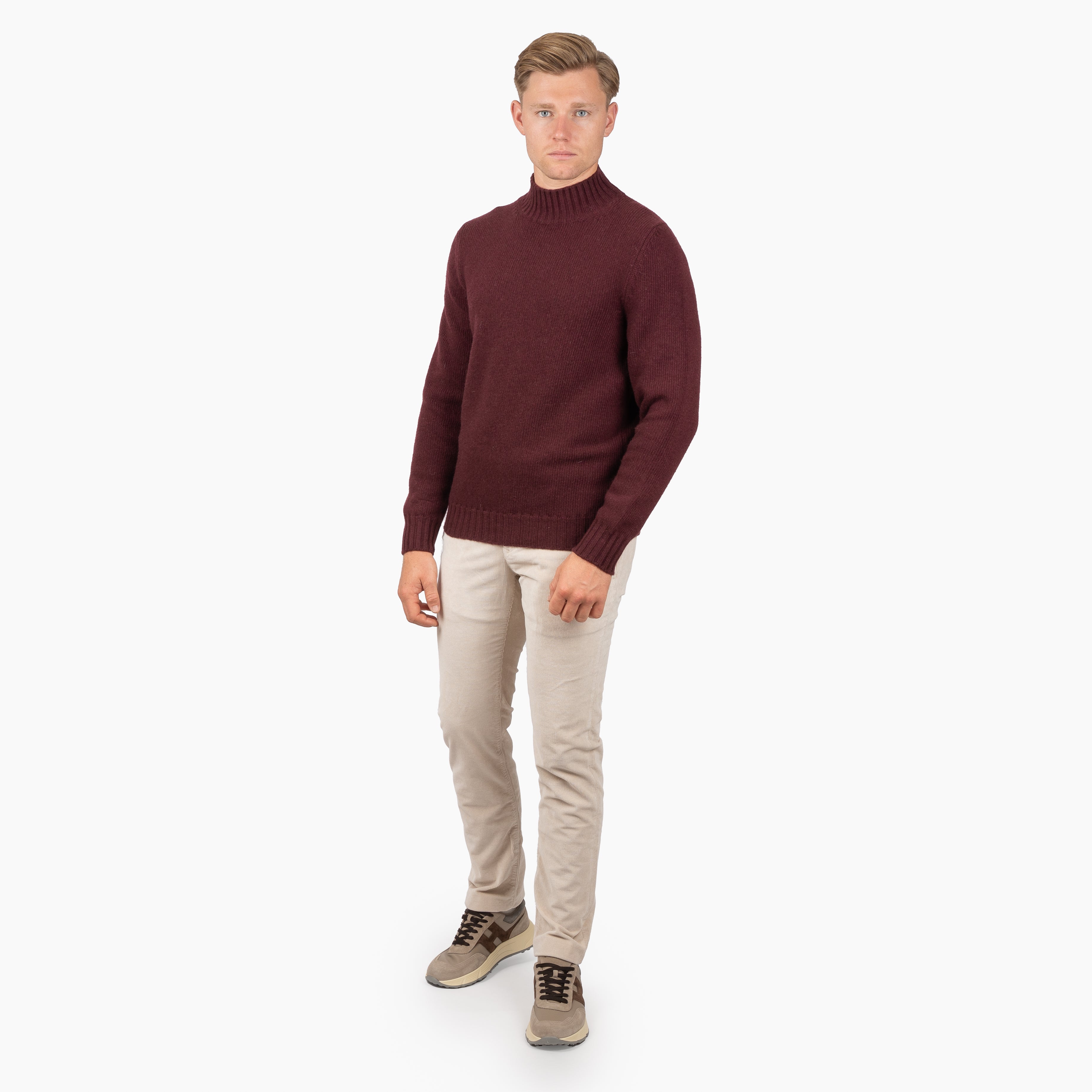 Fedeli Gebreide Turtleneck Trui Bordeaux Rood | Onda