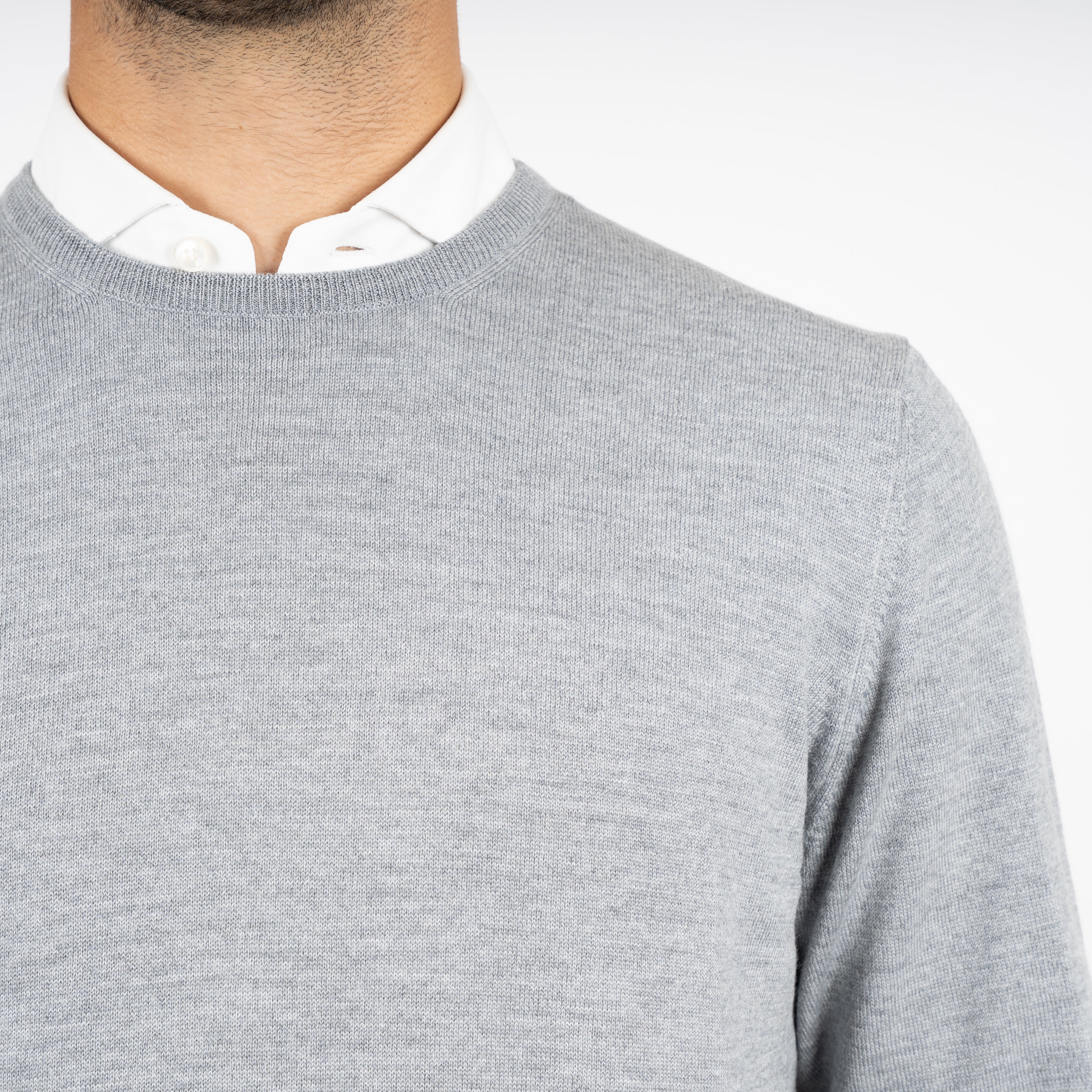 Gran Sasso Gebreide Trui Ronde Hals Grijs | Merino