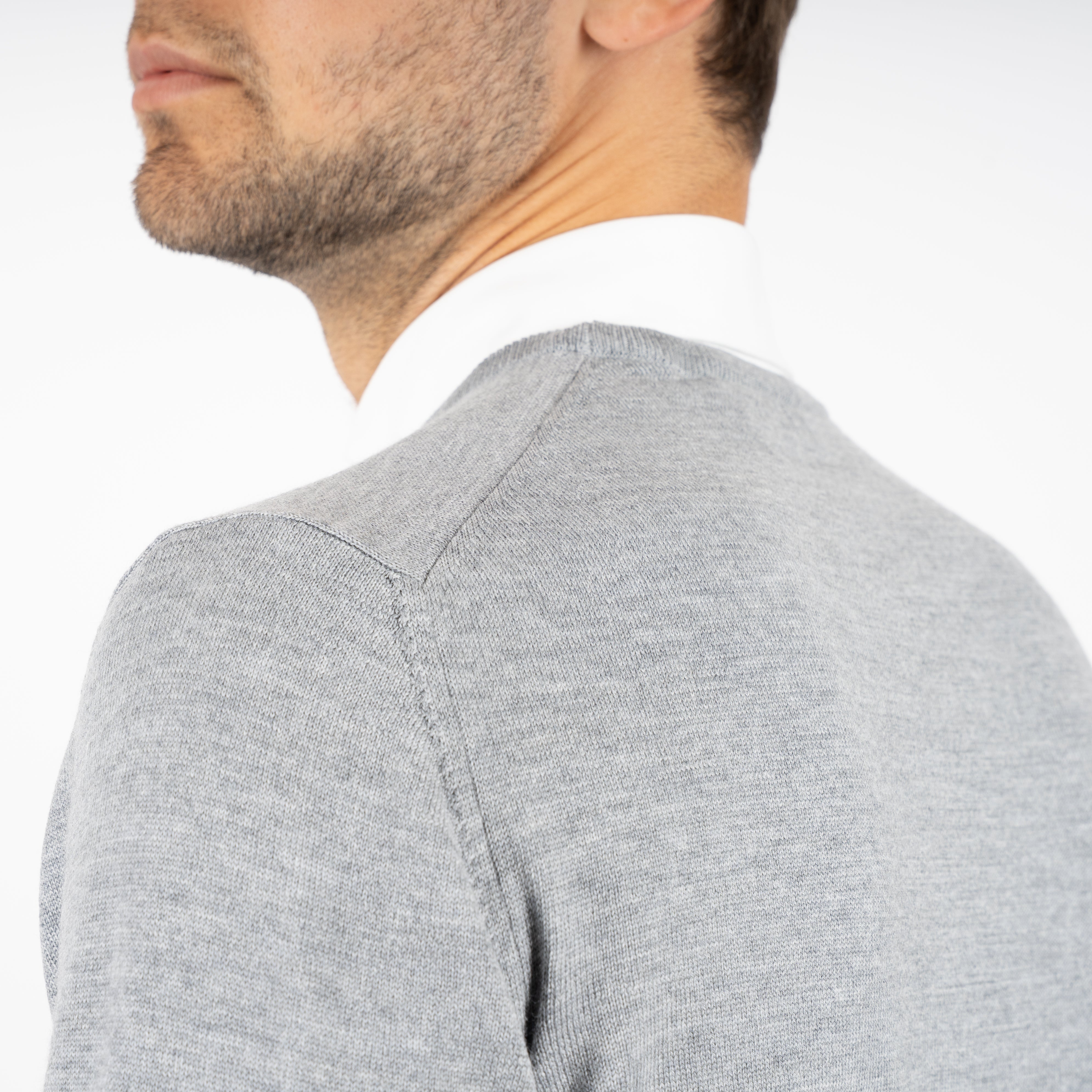 Gran Sasso Gebreide Trui Ronde Hals Grijs | Merino