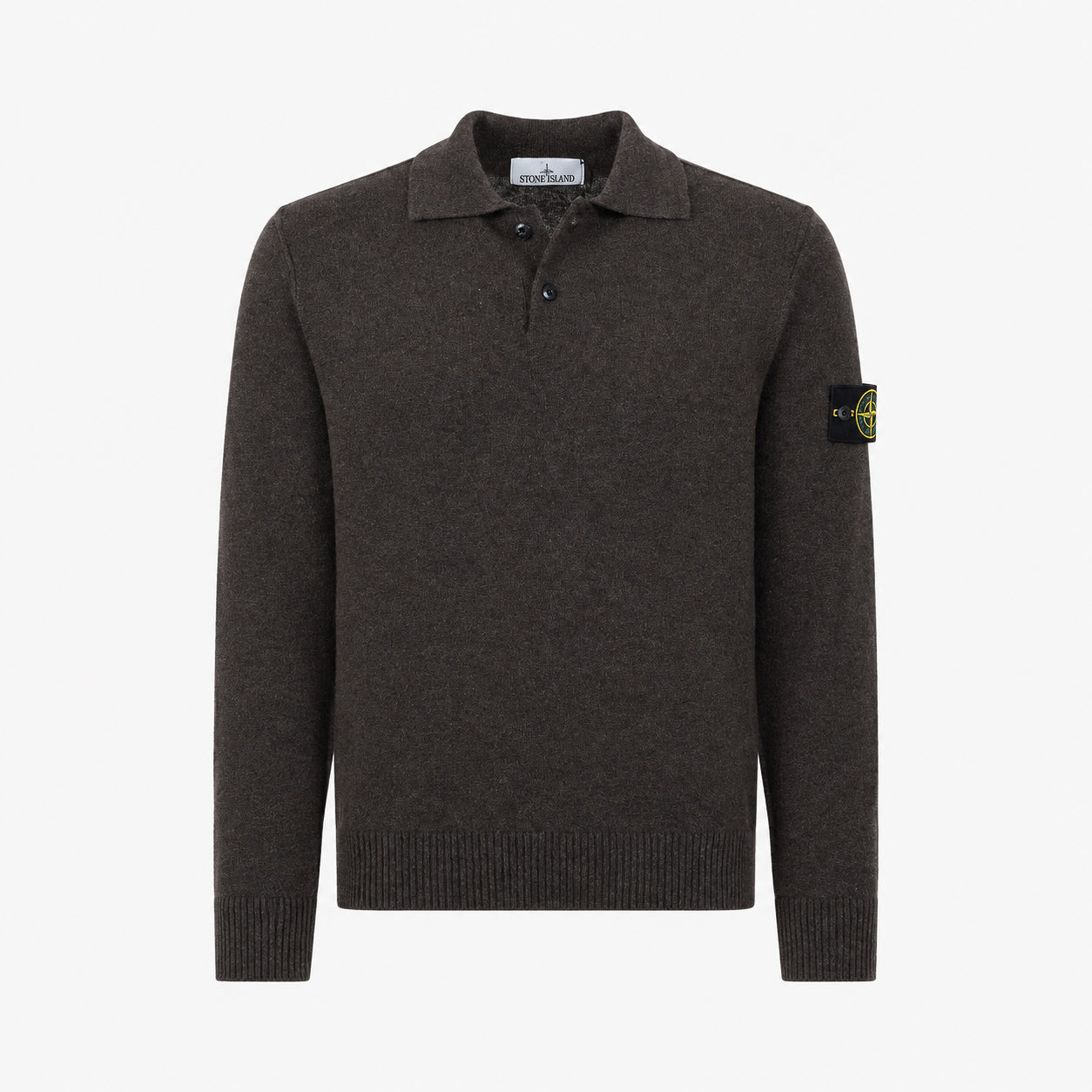 Stone Island Gebreide Trui met Polokraag Bruin | Light RWS Geelong Wool